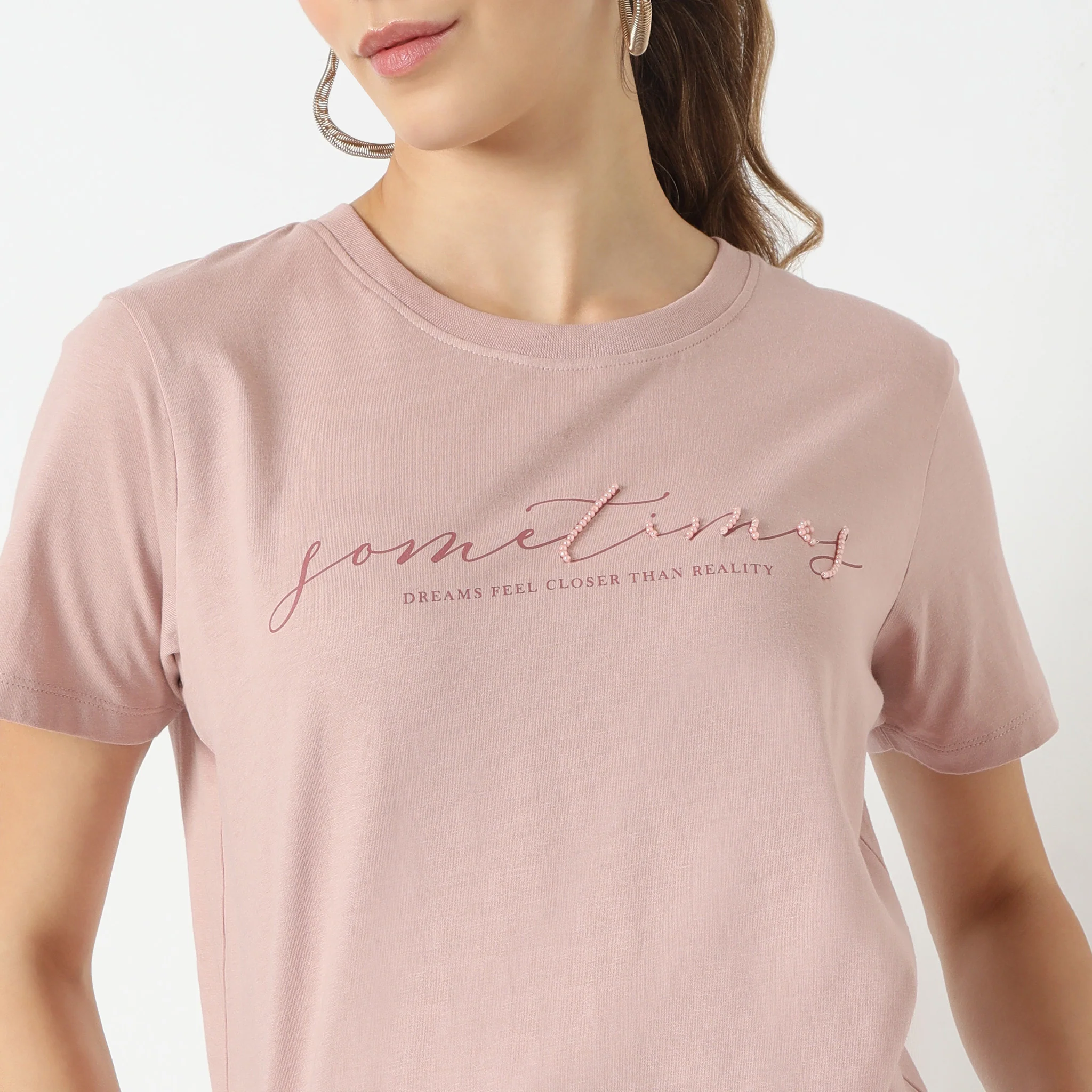 Short Sleeve Round Neck With Front Graphic T-Shirt - Image 5