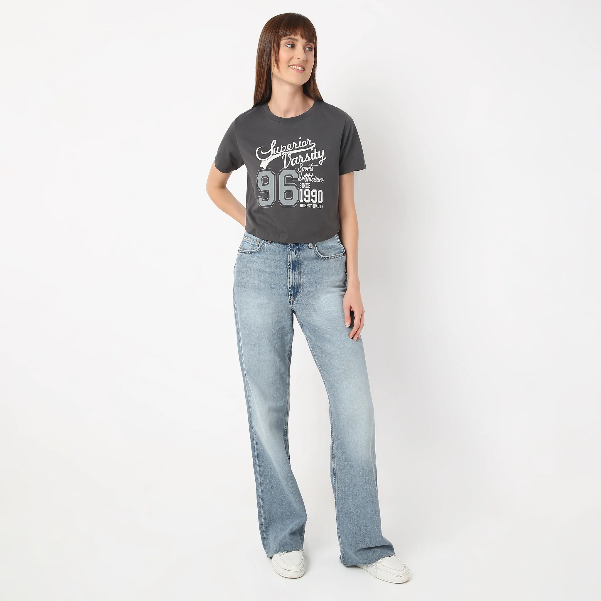 Crew Neck Short Sleeve Betty Graphic Crop T-Shirt