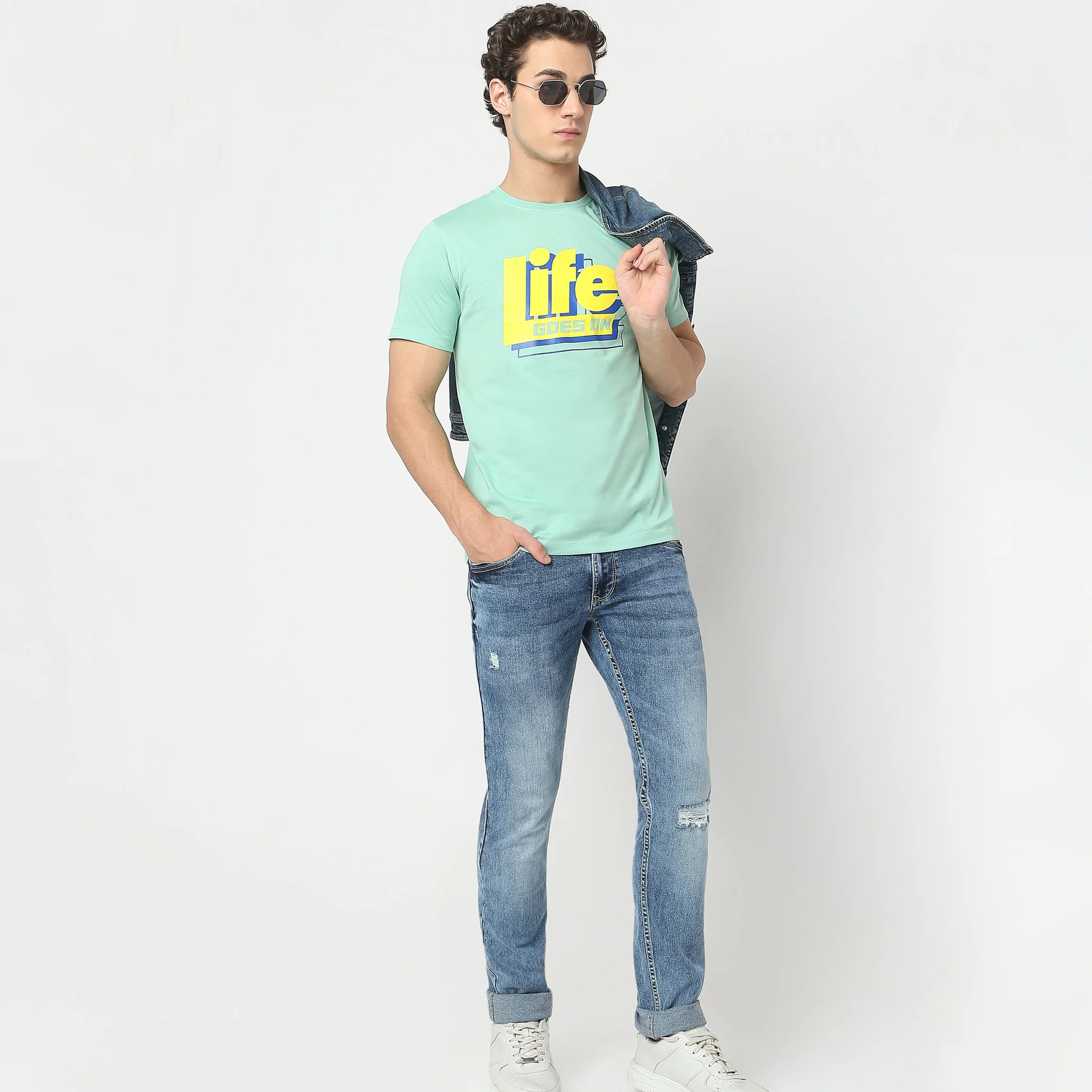Graphic Tees - "Life" Cotton Jersey Regular Fit T-Shirt