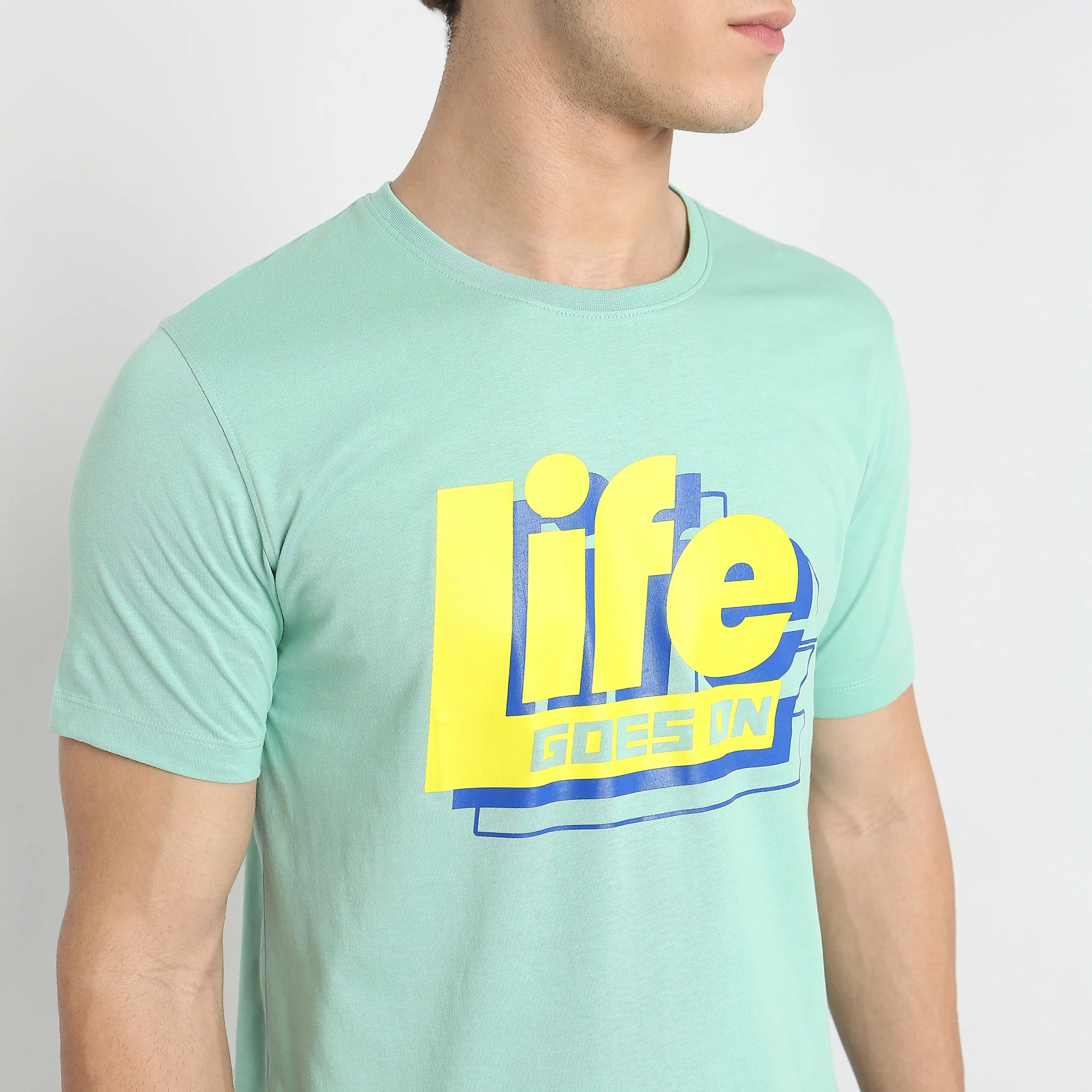 Graphic Tees - "Life" Cotton Jersey Regular Fit T-Shirt - Image 5
