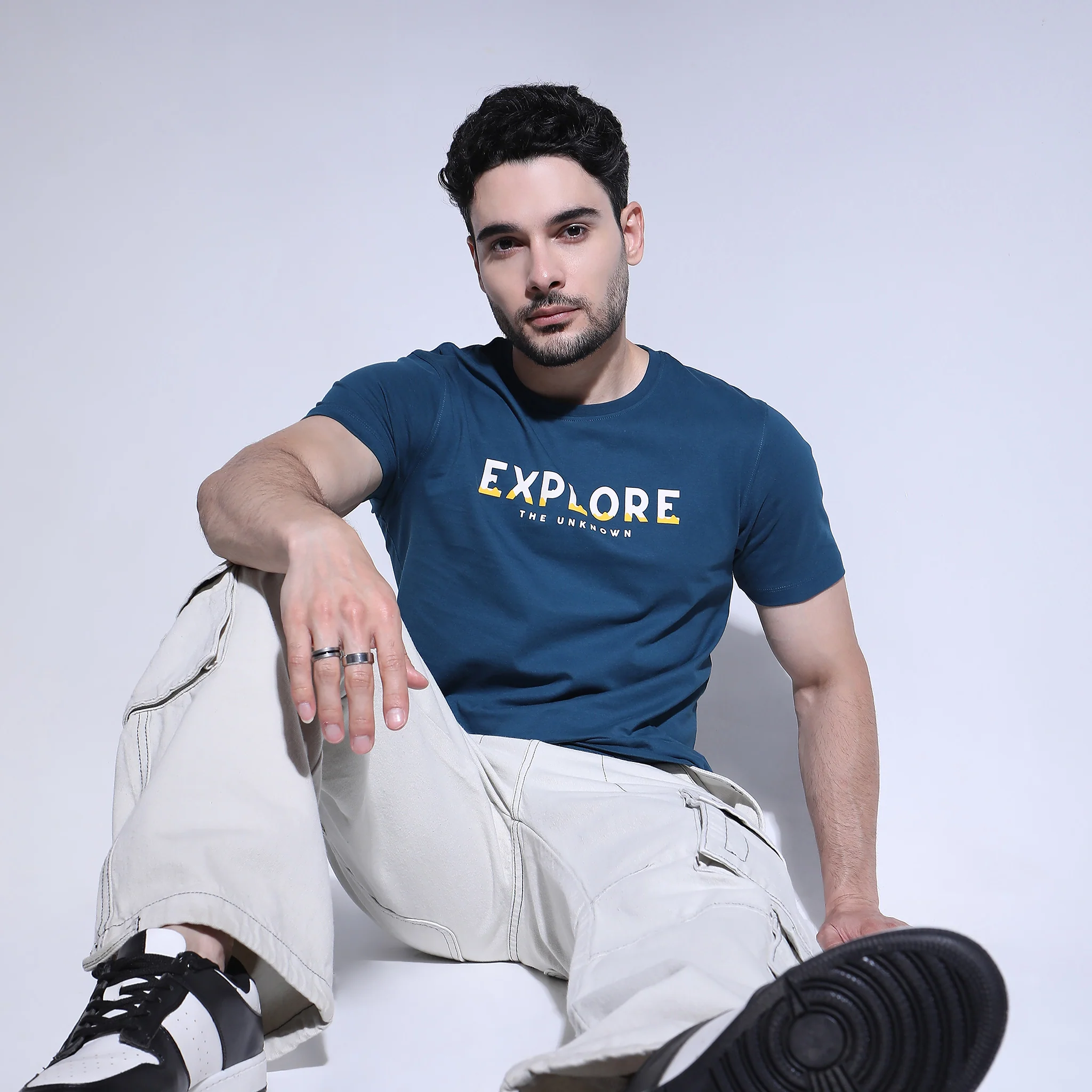 Graphic Tees - "Explore" Cotton Jersey Regular Fit T-Shirt