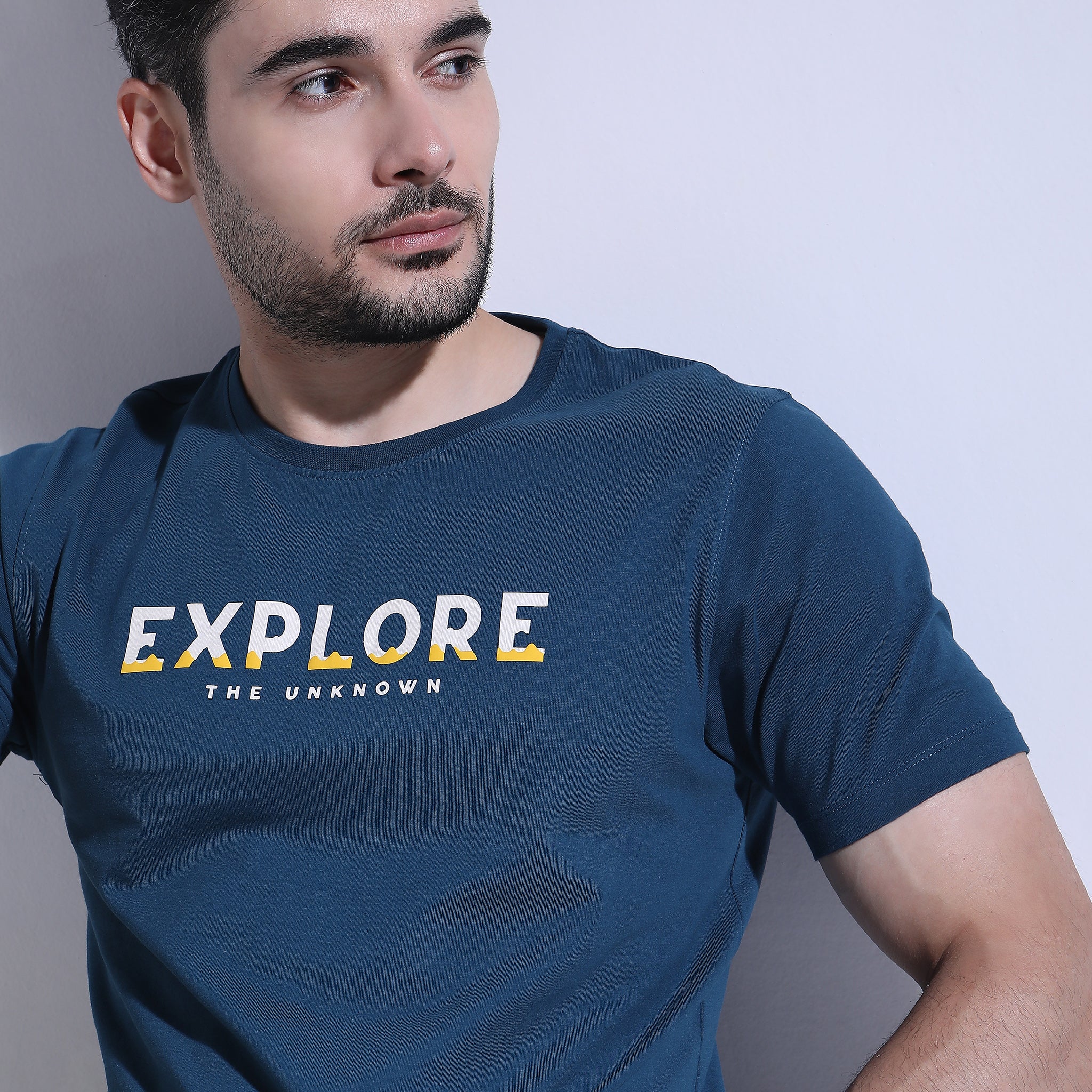 Graphic Tees - "Explore" Cotton Jersey Regular Fit T-Shirt - Image 4