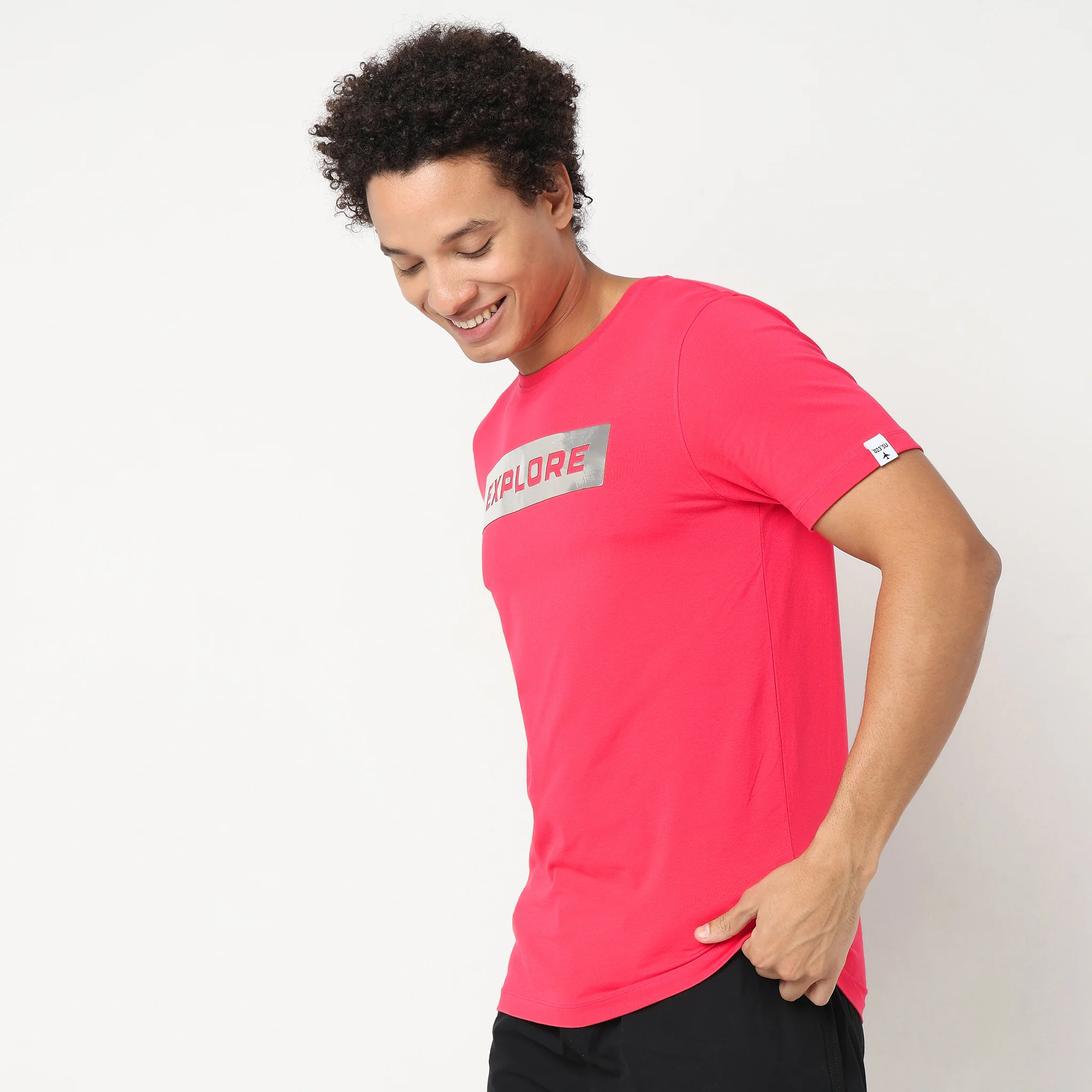 Three 3 Dimension Reflective Graphic In Cotton Stretch Jersey - Regular Fit T-Shirt - Image 4
