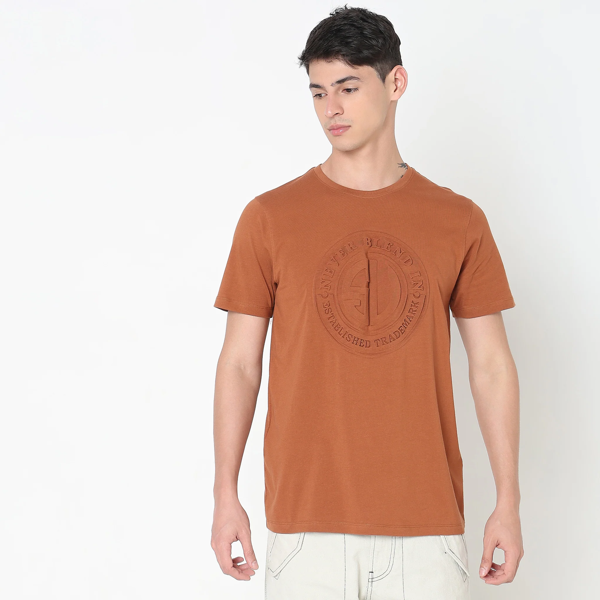 Embossed Logo Tees - Cotton With E-fast® Stretch Jersey Regular Fit T-Shirt - Image 2