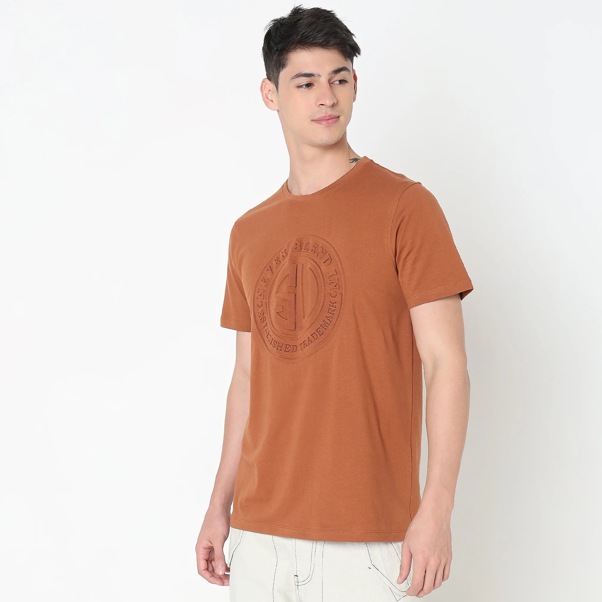 Embossed Logo Tees - Cotton With E-fast® Stretch Jersey Regular Fit T-Shirt - Image 5