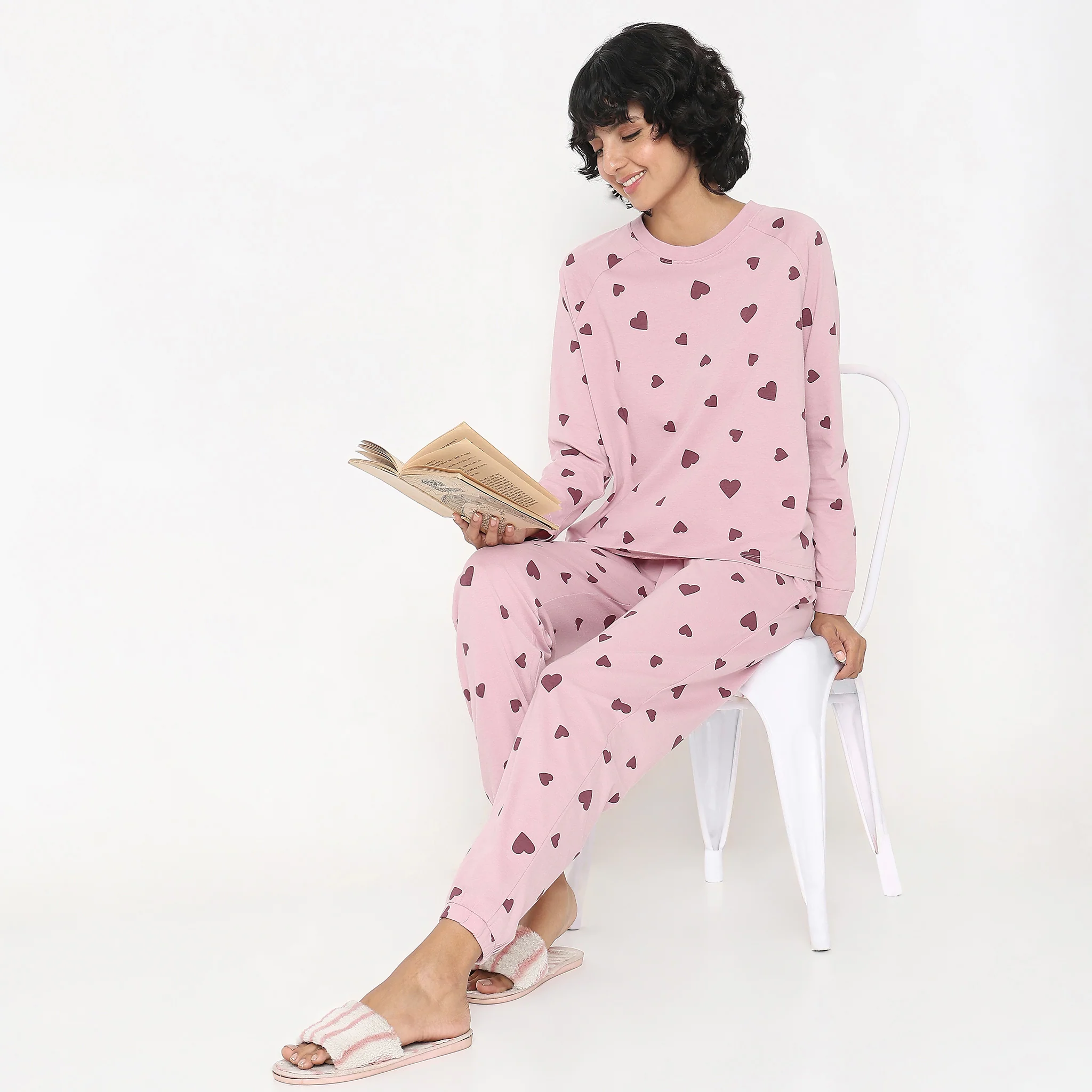 Knitted Heart T-Shirt With Pyjama Sleepwear Set