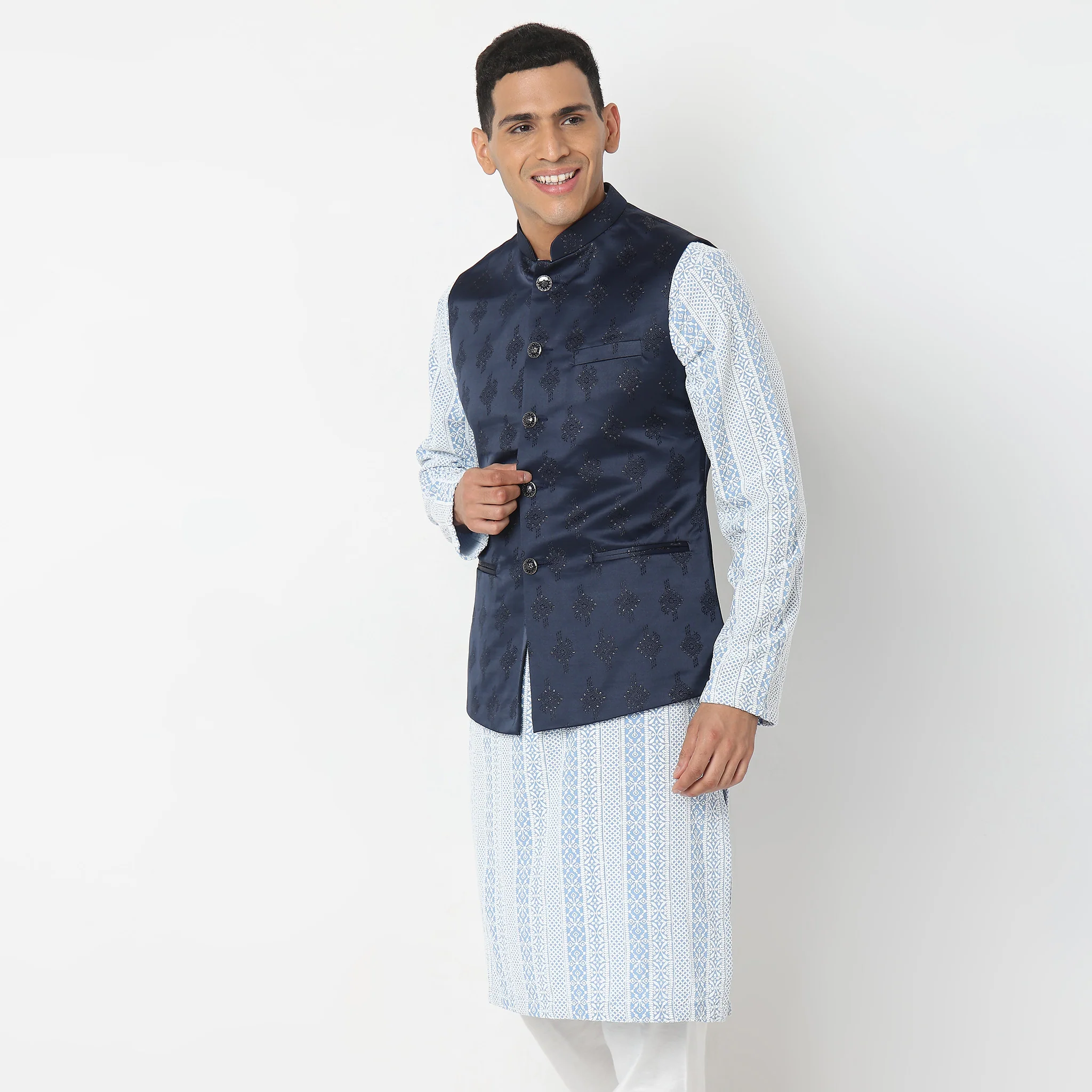 Regular Fit Jacquard Ethnic Jacket - Image 11