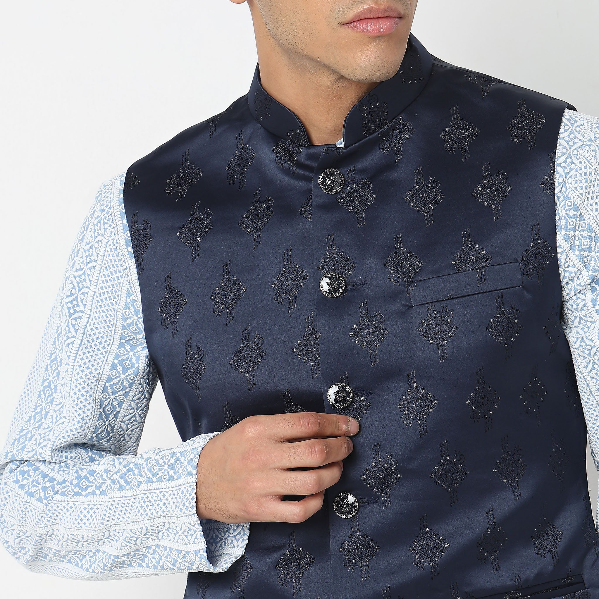 Regular Fit Jacquard Ethnic Jacket - Image 12