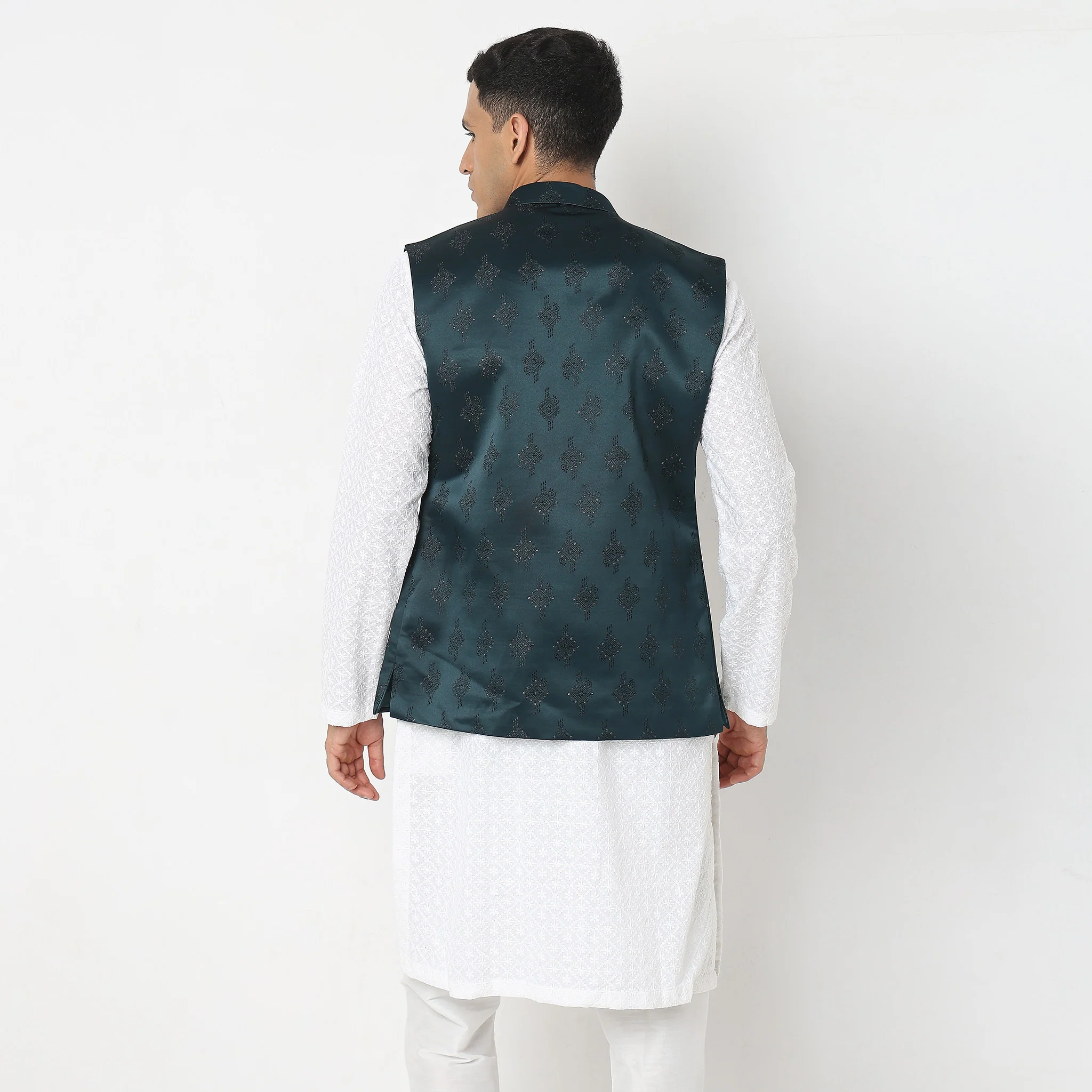 Regular Fit Jacquard Ethnic Jacket - Image 3