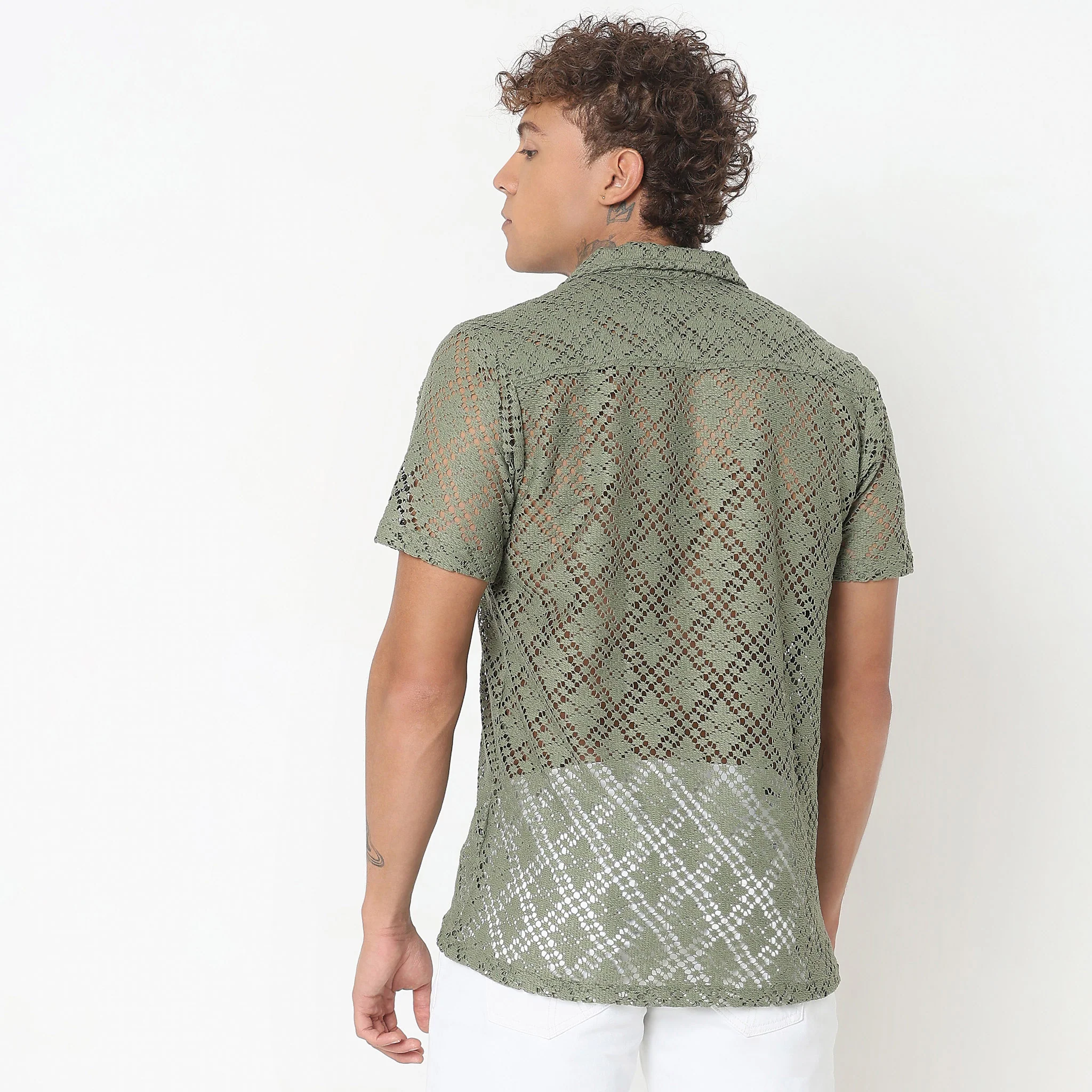 Regular Fit Lace Shirt - Image 3