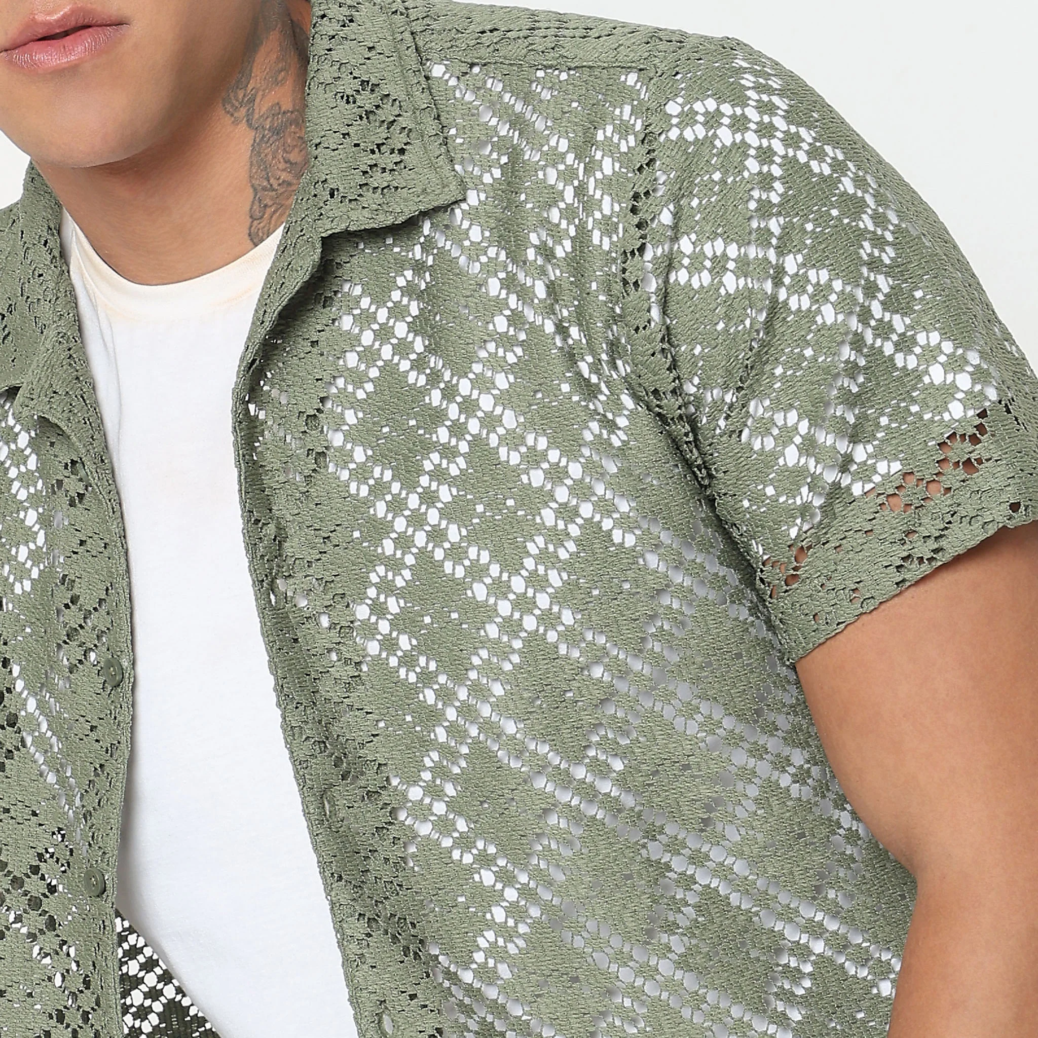 Regular Fit Lace Shirt - Image 4