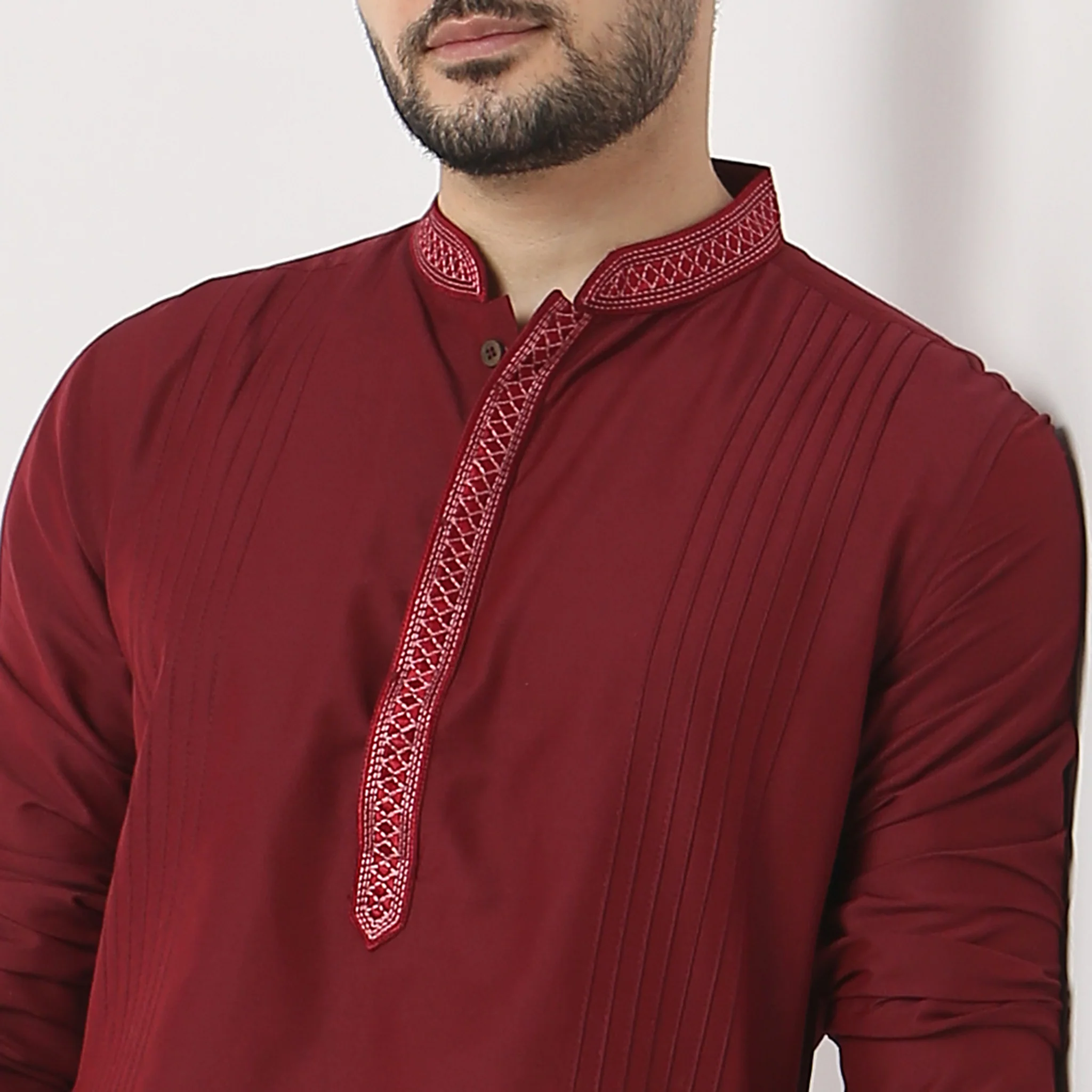 Regular Fit Pleats Kurta - Image 4