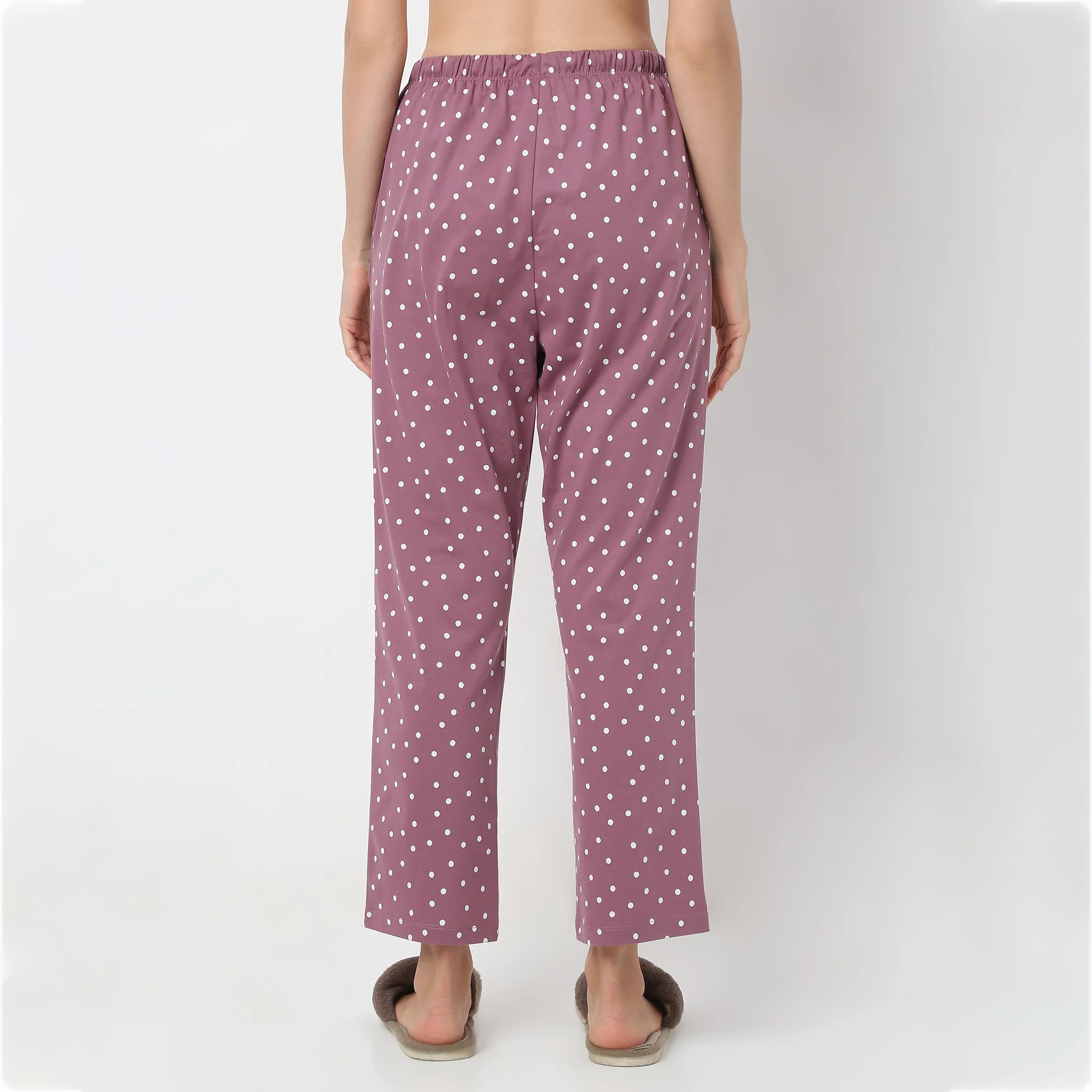 Ankle Length Straight Fit Polka Dot Lounge Pyjamas - Image 3