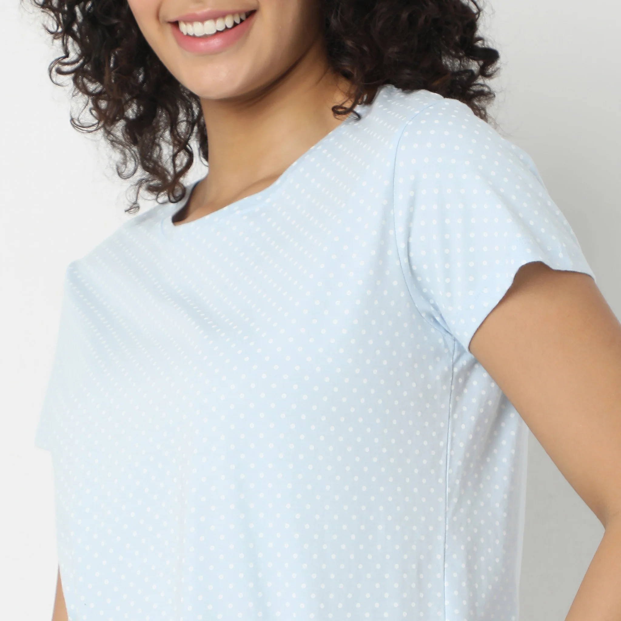 Knitted Polka Dot Sleepwear Lounge Top - Image 5
