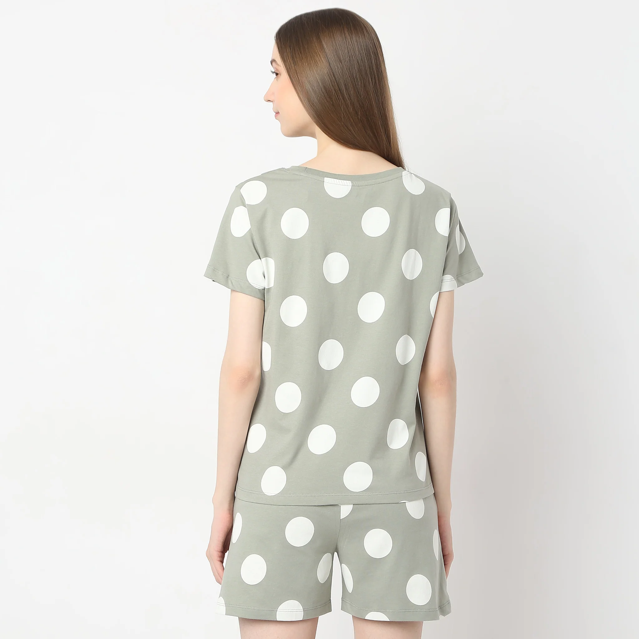 Polka Dot Crew Neck Short Sleeve Lounge T-Shirt - Image 3