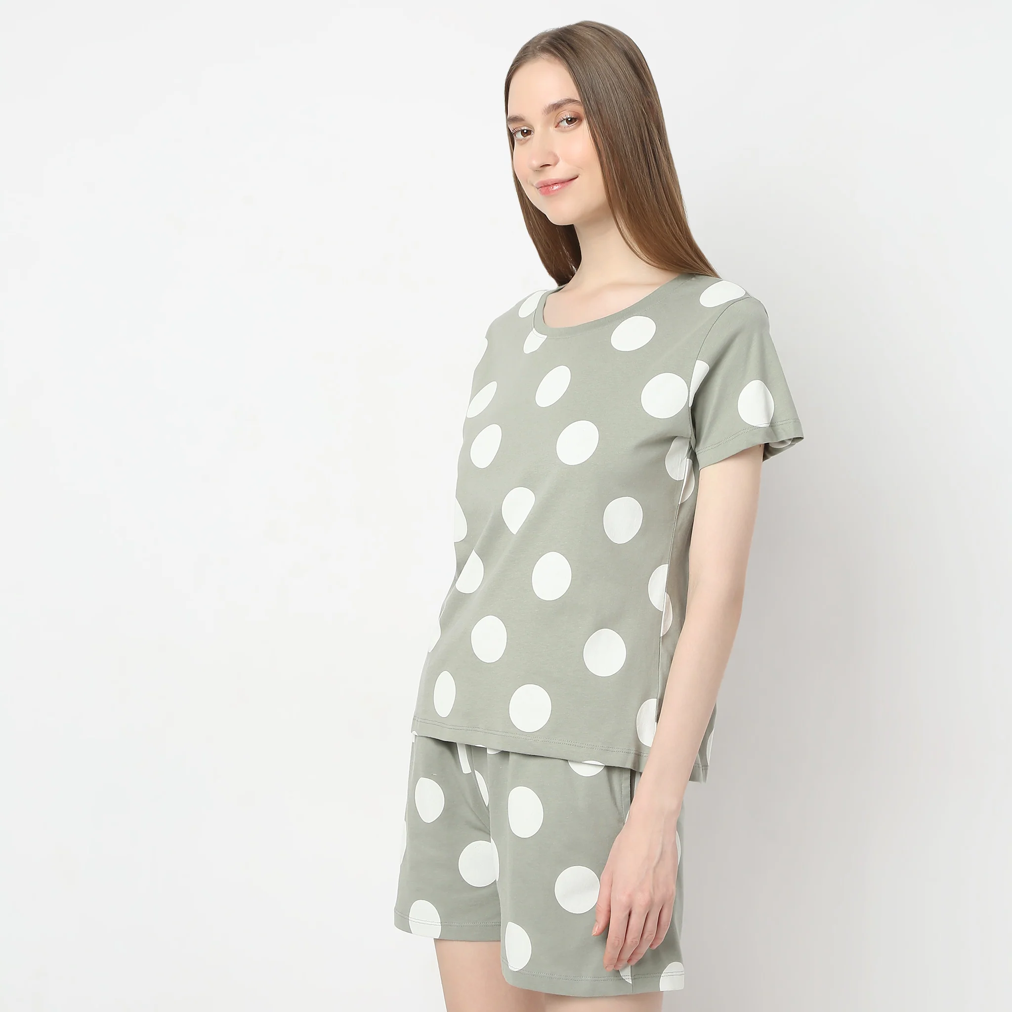 Polka Dot Crew Neck Short Sleeve Lounge T-Shirt - Image 5