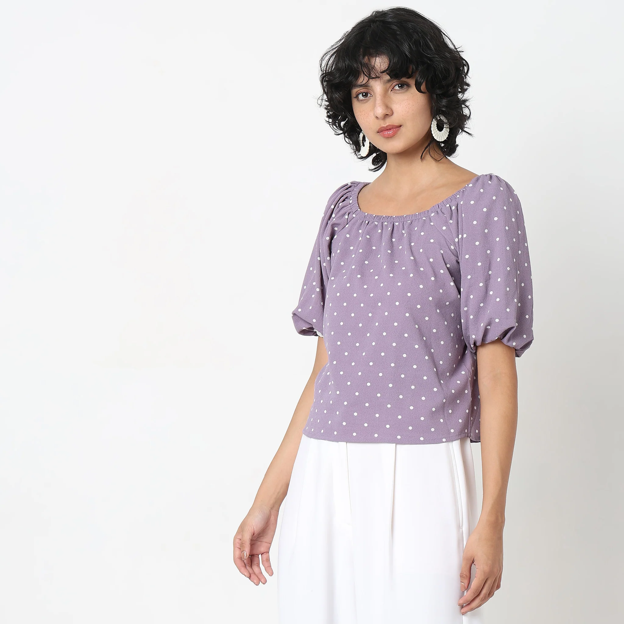 Regular Fit Polka Dot Top - Image 5