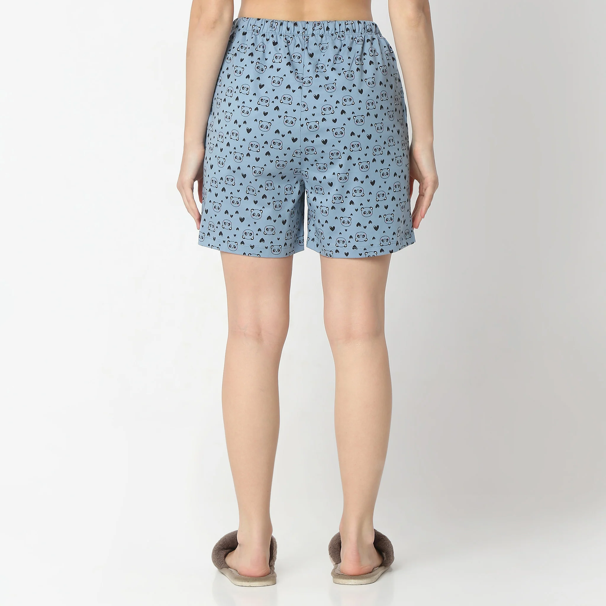 Printed Above Knee Mid Rise Lounge Shorts - Image 3