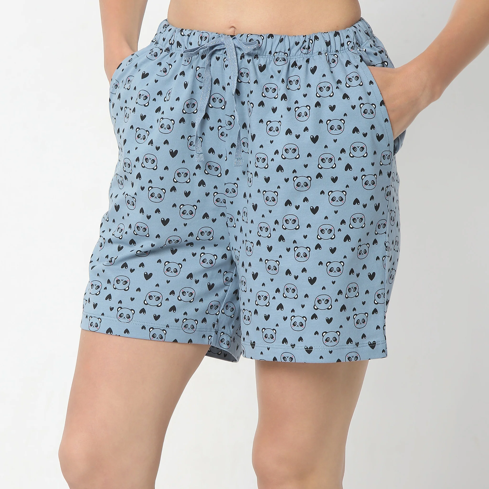Printed Above Knee Mid Rise Lounge Shorts - Image 4