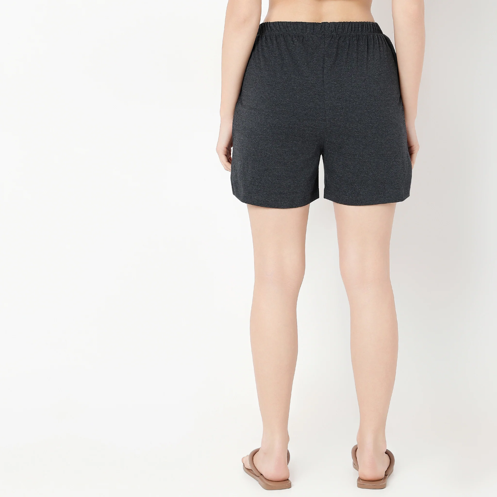 Above Knee Solid Lounge Shorts - Image 3