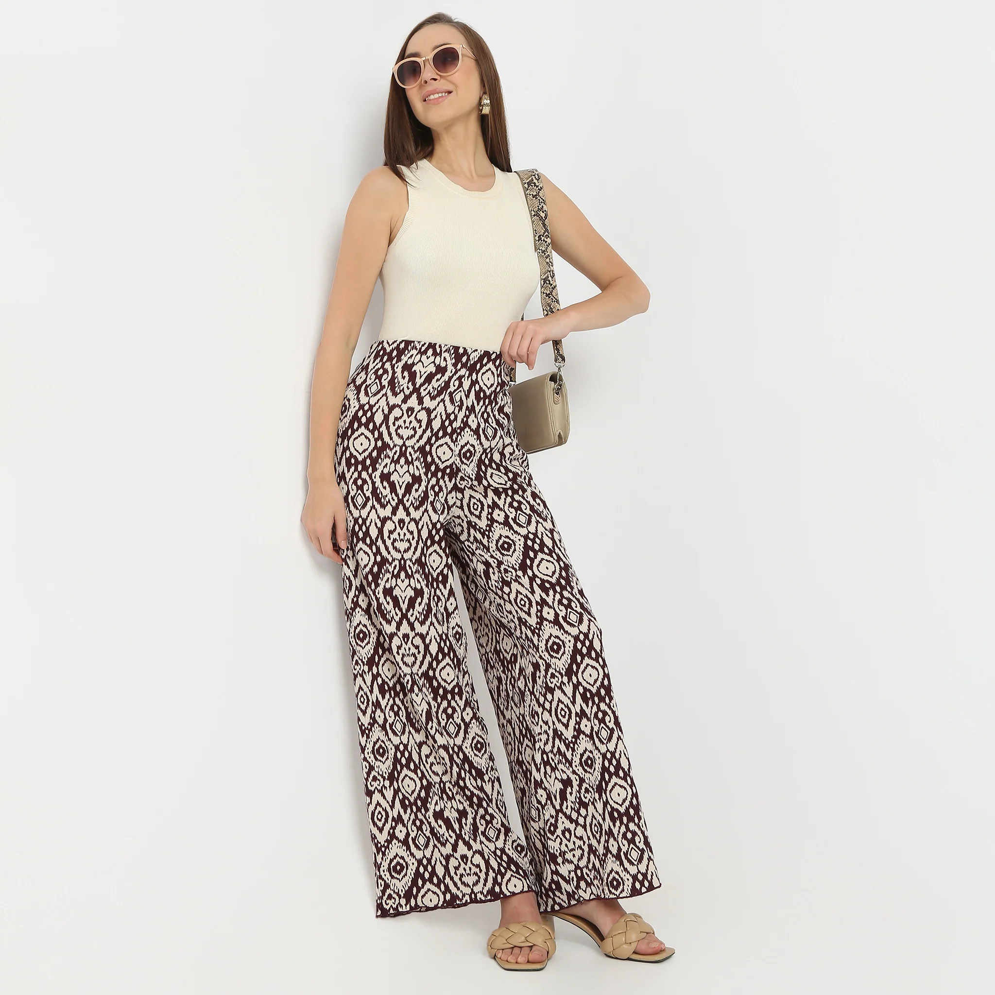 Printed Ankle Length Mid Rise Palazzos