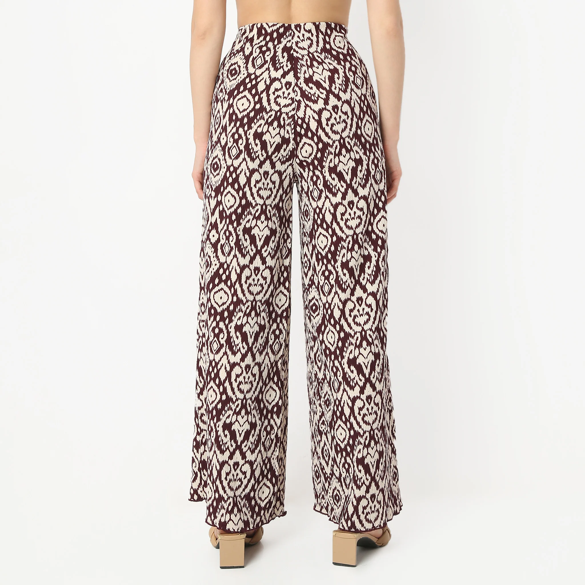 Printed Ankle Length Mid Rise Palazzos - Image 3