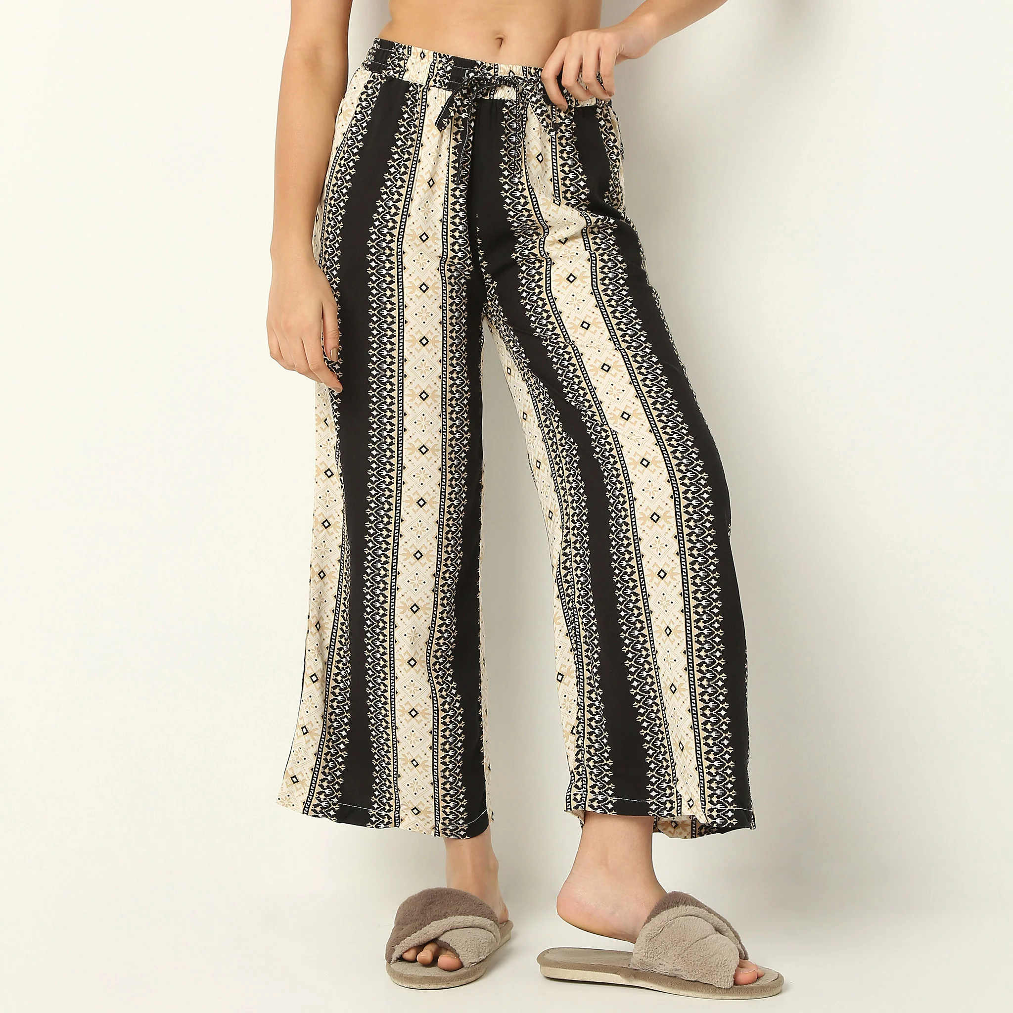 Ankle Length Straight Fit Printed Lounge Palazzos - Image 2