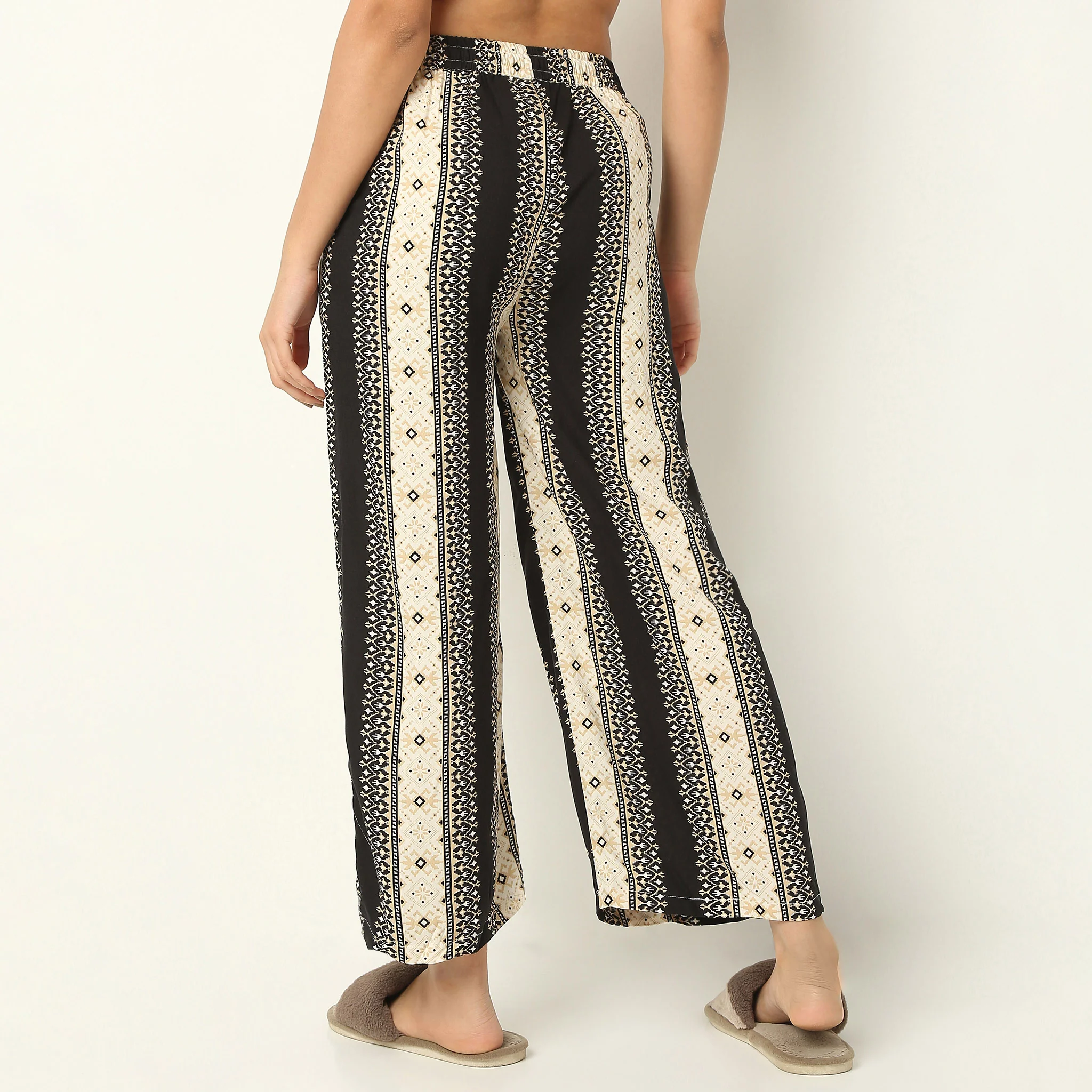 Ankle Length Straight Fit Printed Lounge Palazzos - Image 3