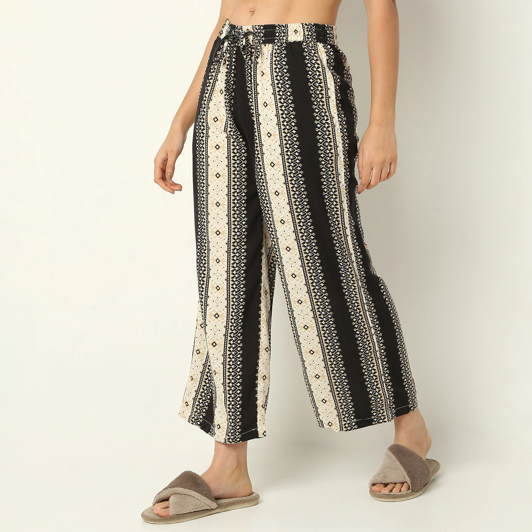 Ankle Length Straight Fit Printed Lounge Palazzos - Image 5