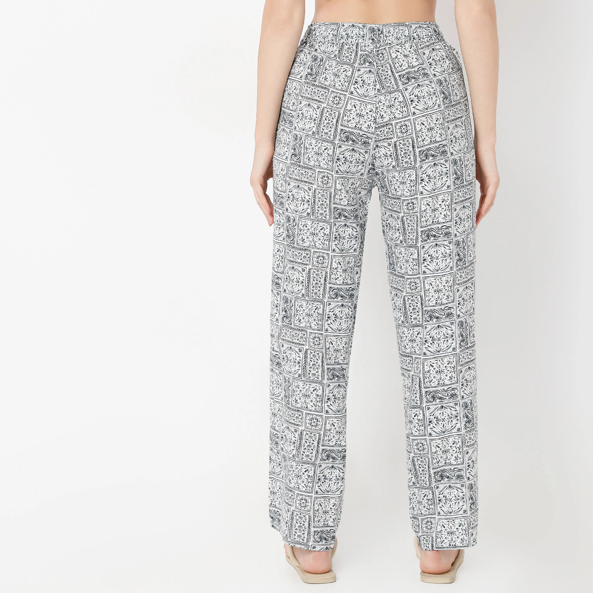 Ankle Length Straigth Fit Printed Lounge Pyjamas - Image 3