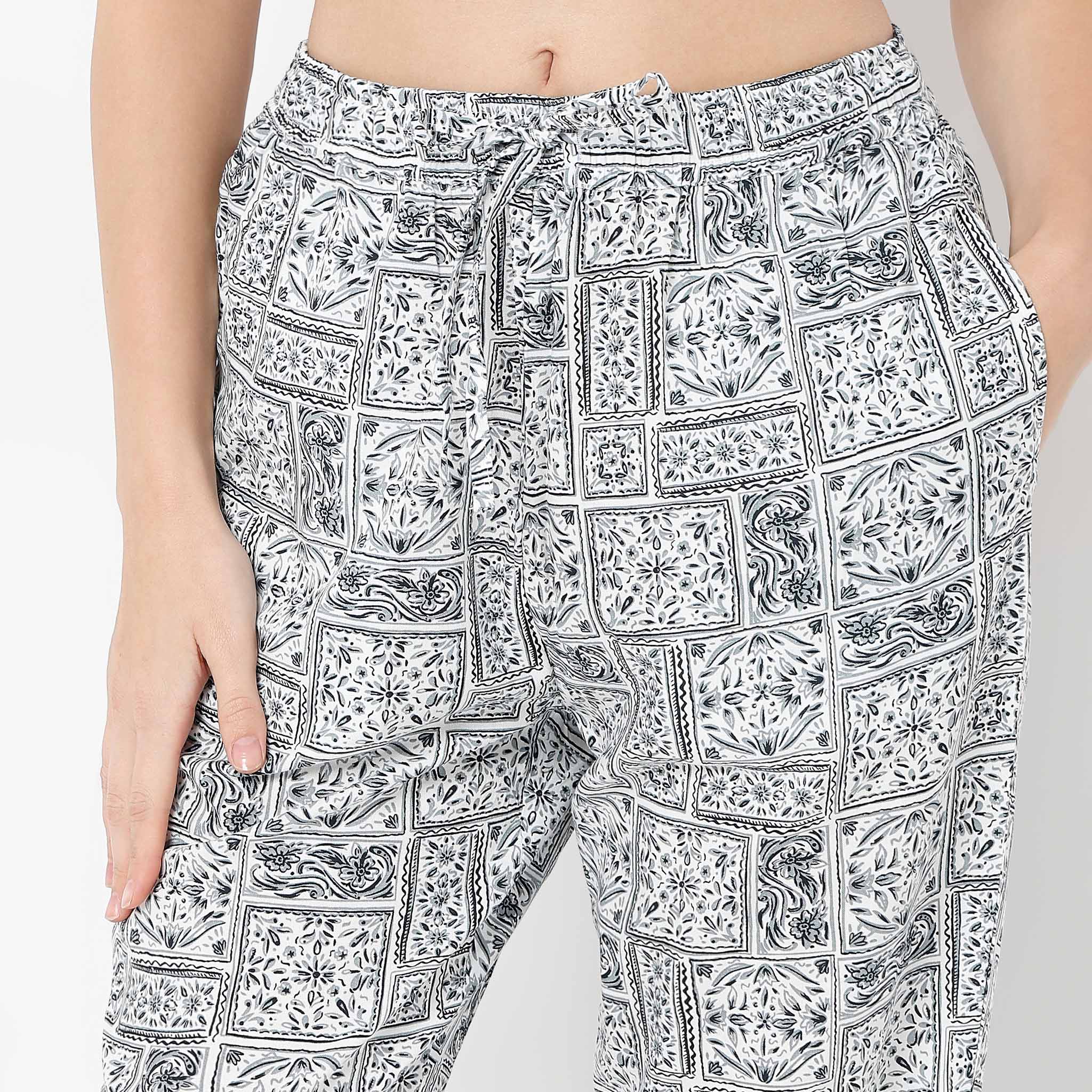 Ankle Length Straigth Fit Printed Lounge Pyjamas - Image 4