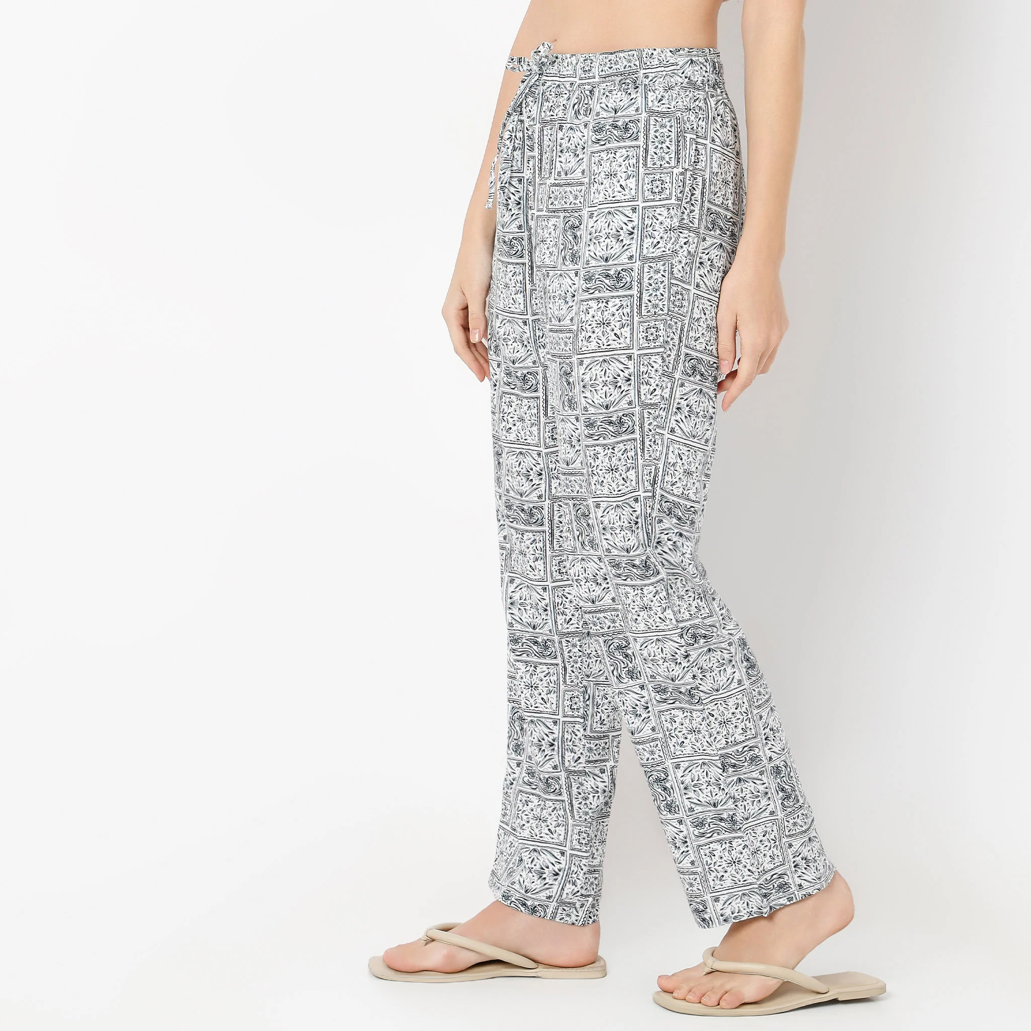 Ankle Length Straigth Fit Printed Lounge Pyjamas - Image 5