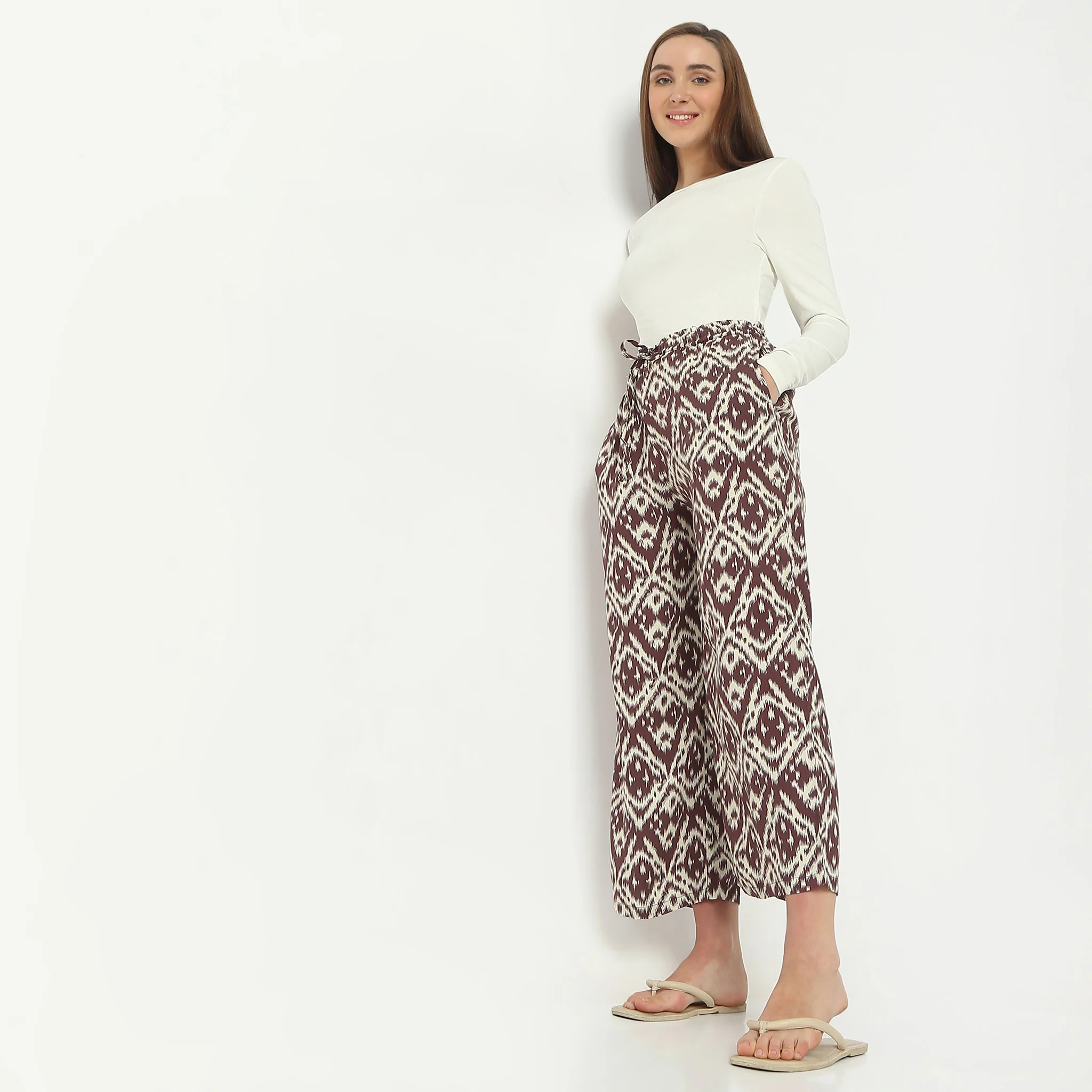 Printed Ankle Length Mid Rise Lounge Pyjamas