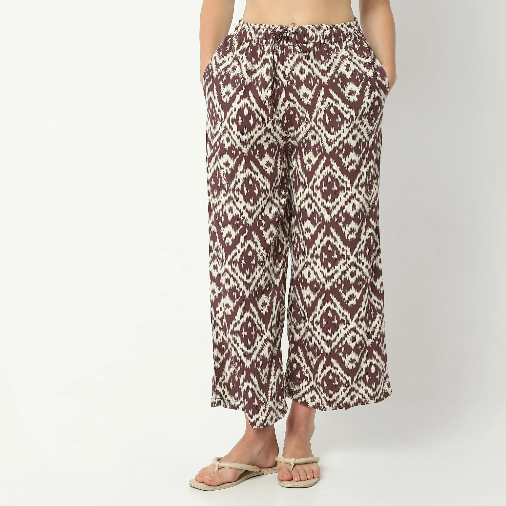 Printed Ankle Length Mid Rise Lounge Pyjamas - Image 2