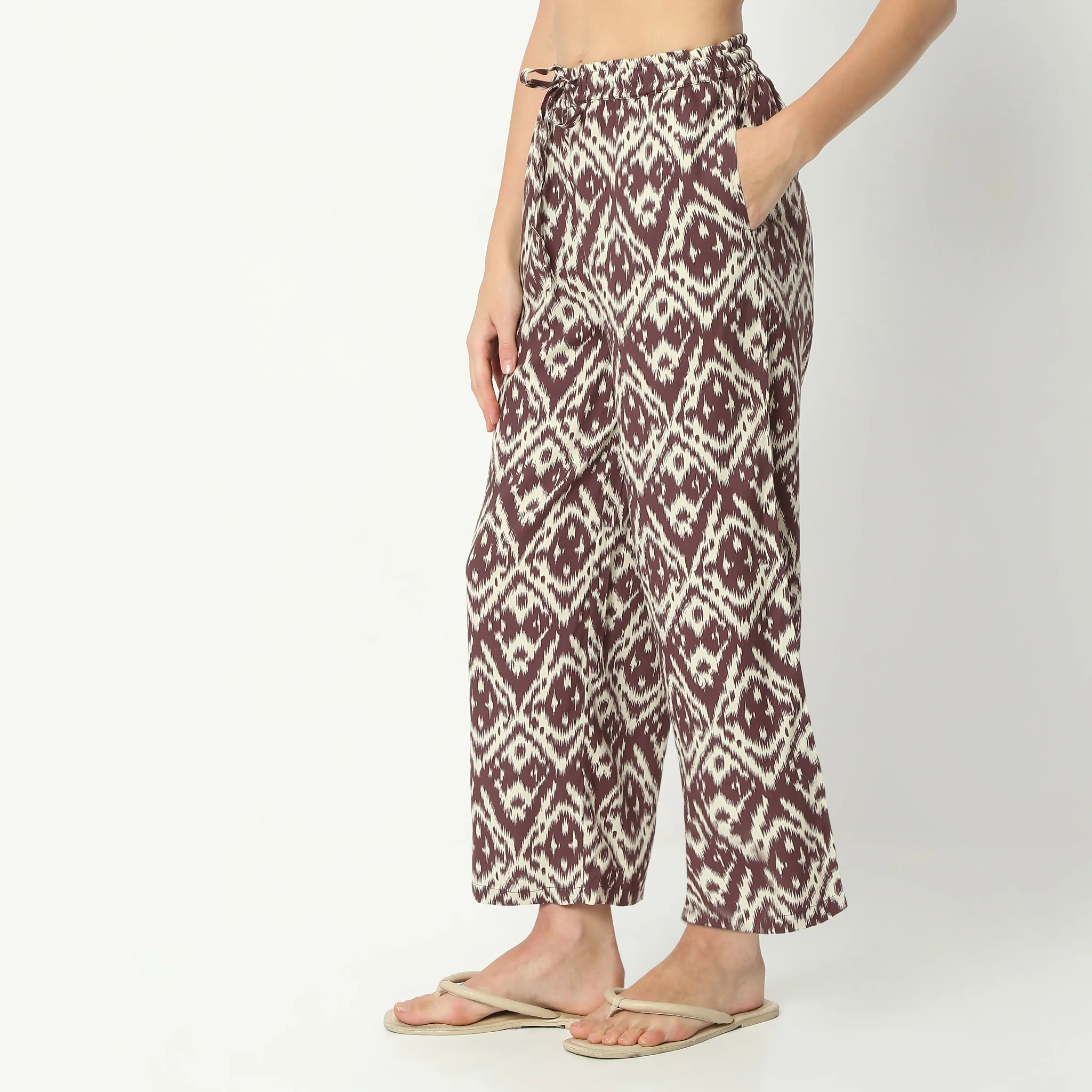Printed Ankle Length Mid Rise Lounge Pyjamas - Image 5