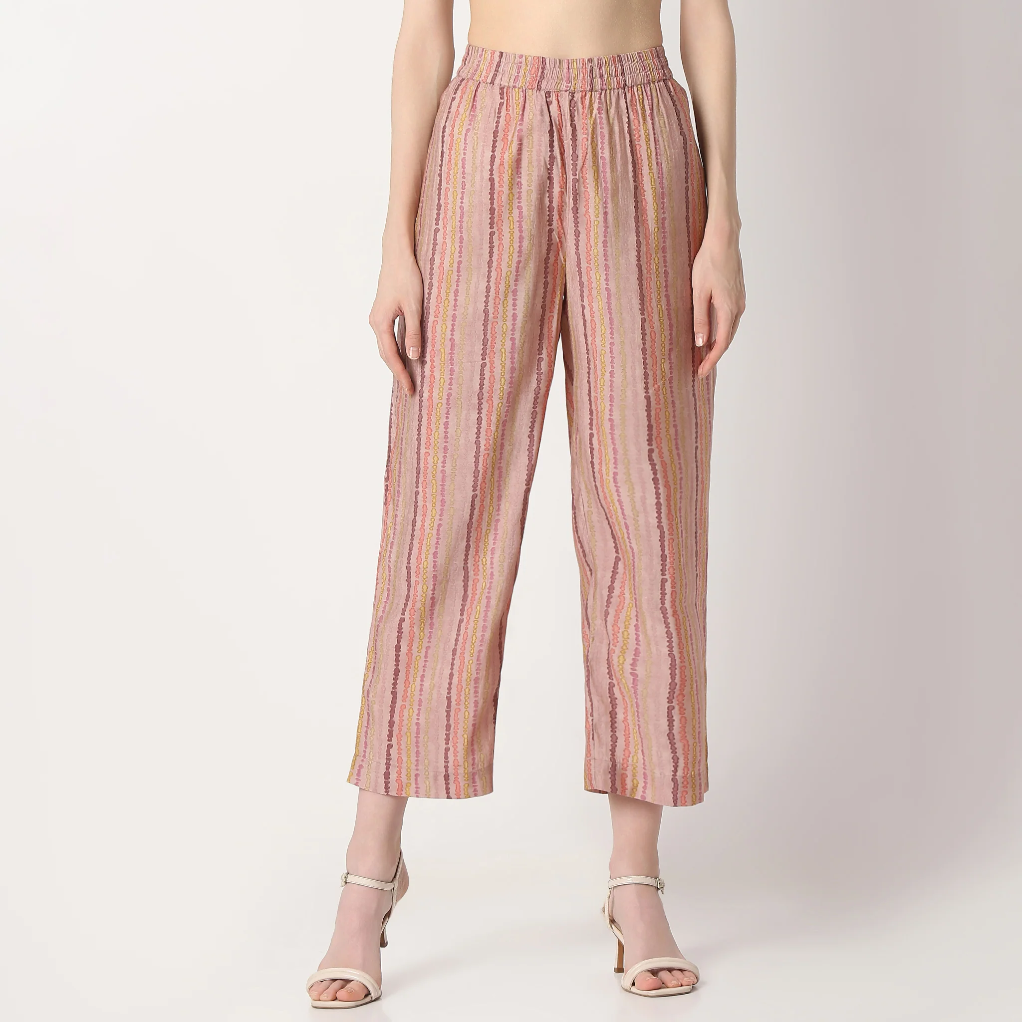Printed Band Collar Straight Kurta With Pant Set - Image 6