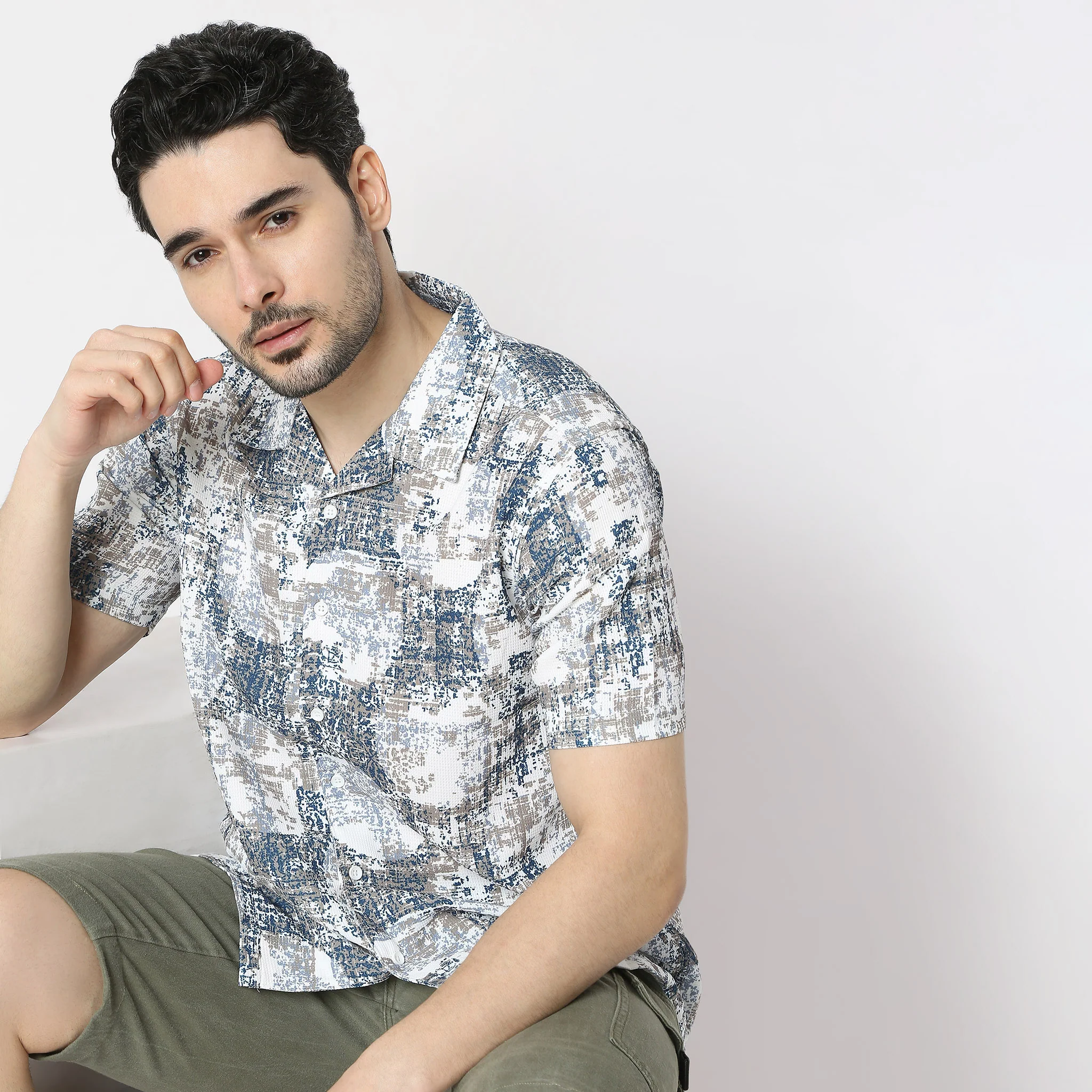 RetreatįµĖ£ Printed Camp Collar Half Sleeve Shirt - Image 6