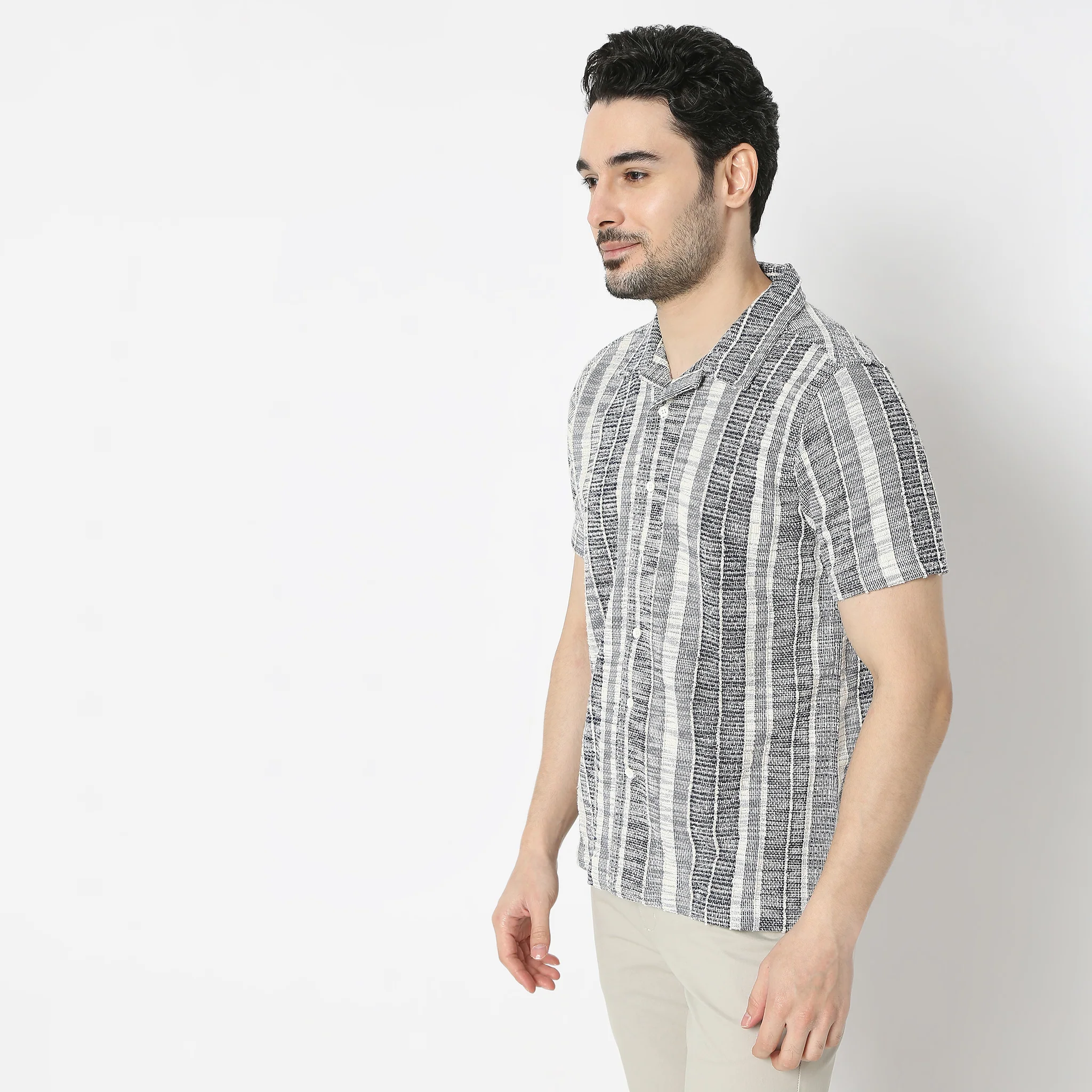 Printed Camp Collar Half Sleeve Mood Shirt - Image 5
