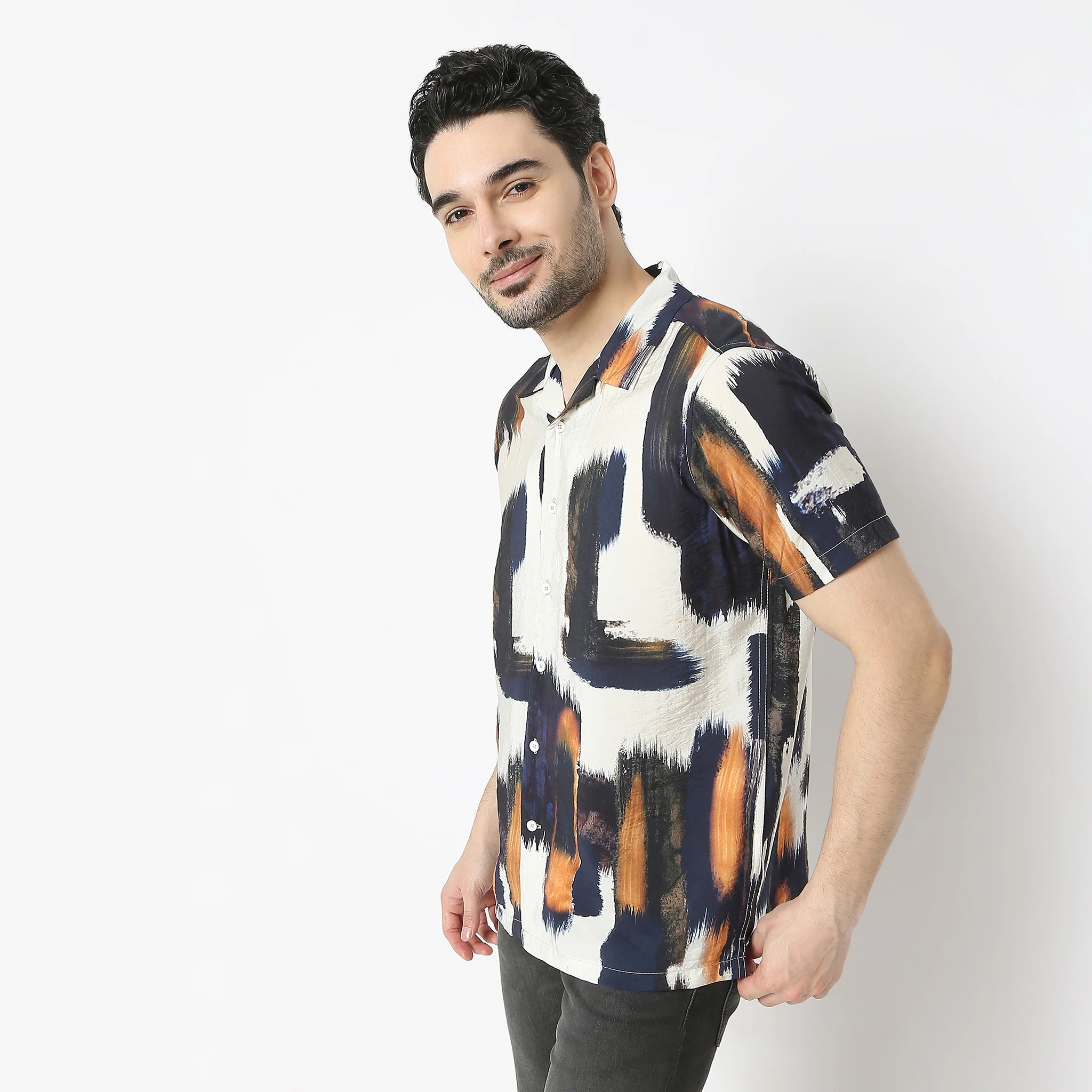 Retreatᵉˣ Printed Camp Collar Half Sleeve Shirt - Image 15