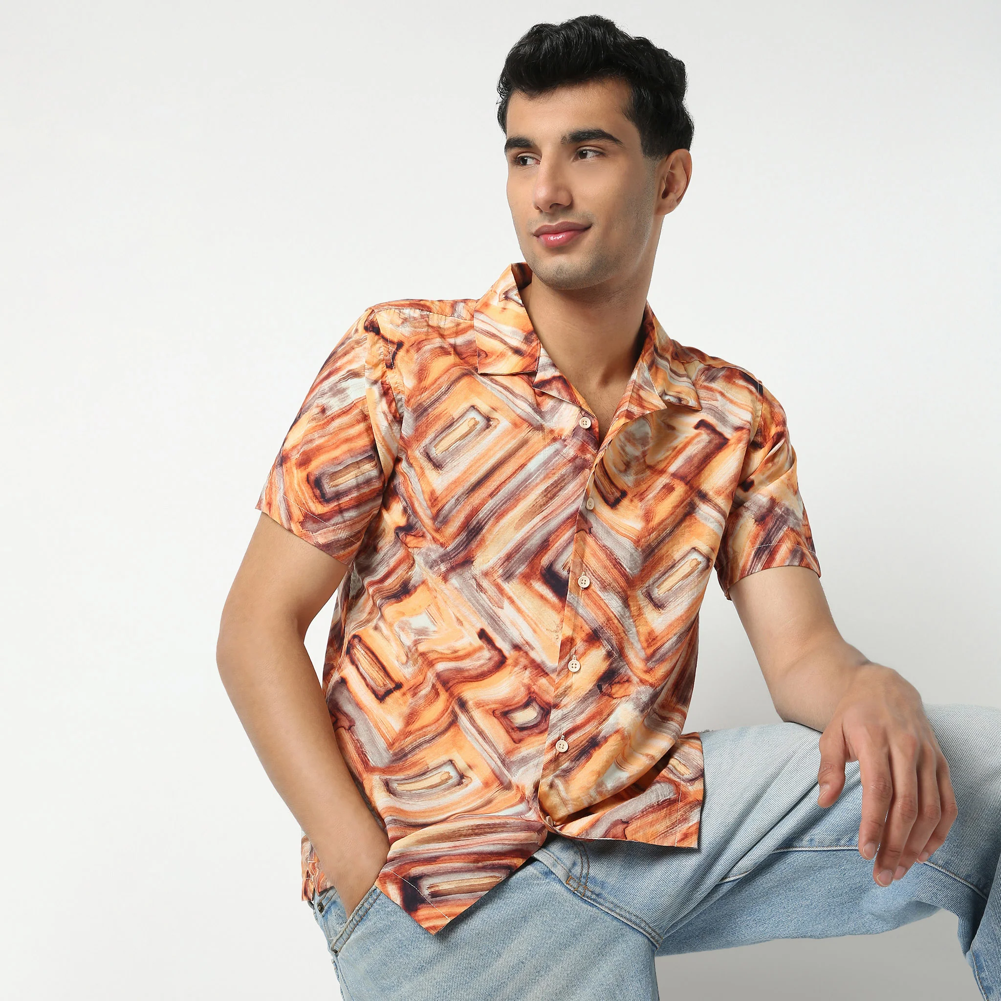 Retreatᵉˣ Printed Camp Collar Half Sleeve Shirt - Image 7