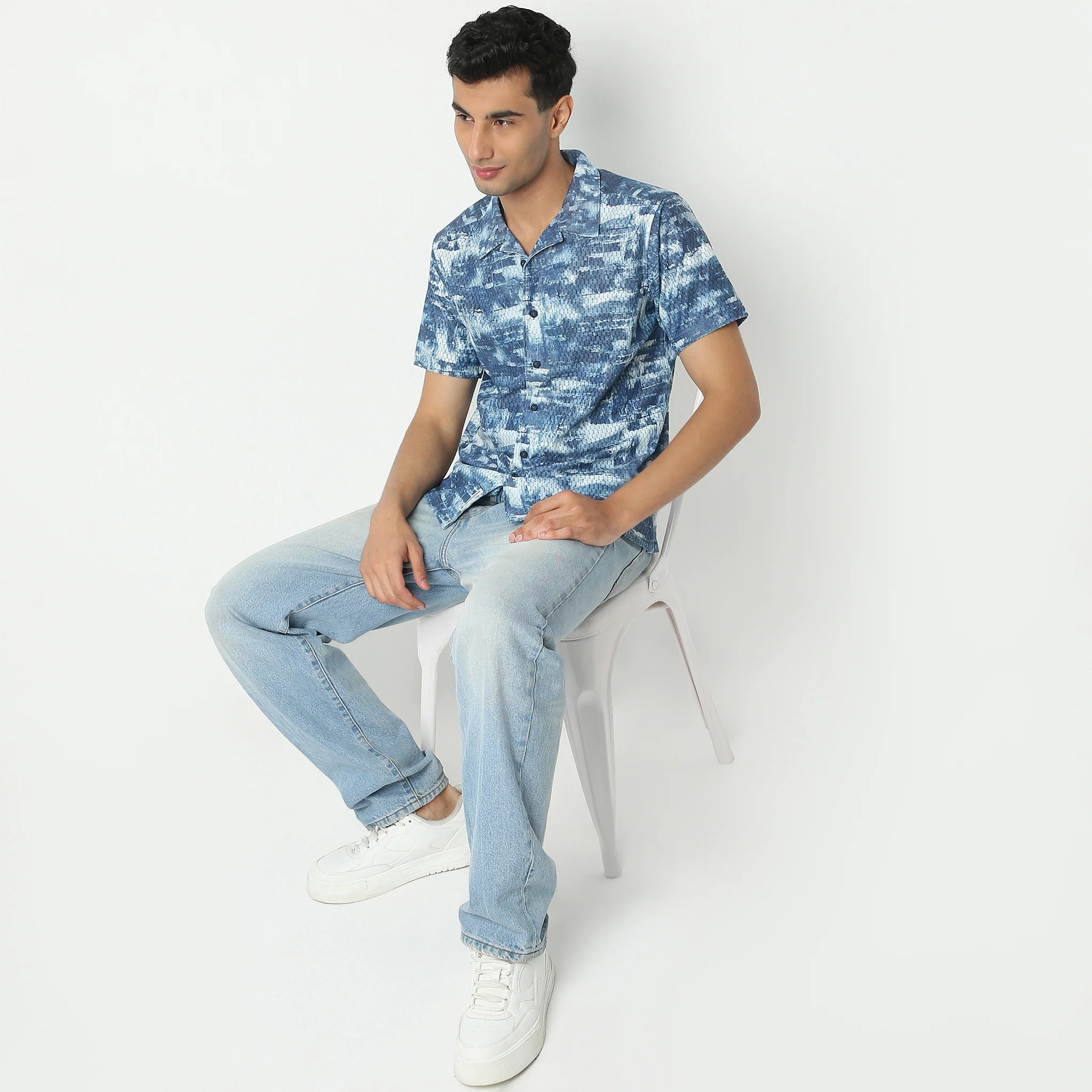 Printed Camp Collar Retreat Half Sleeve Retreat Shirt
