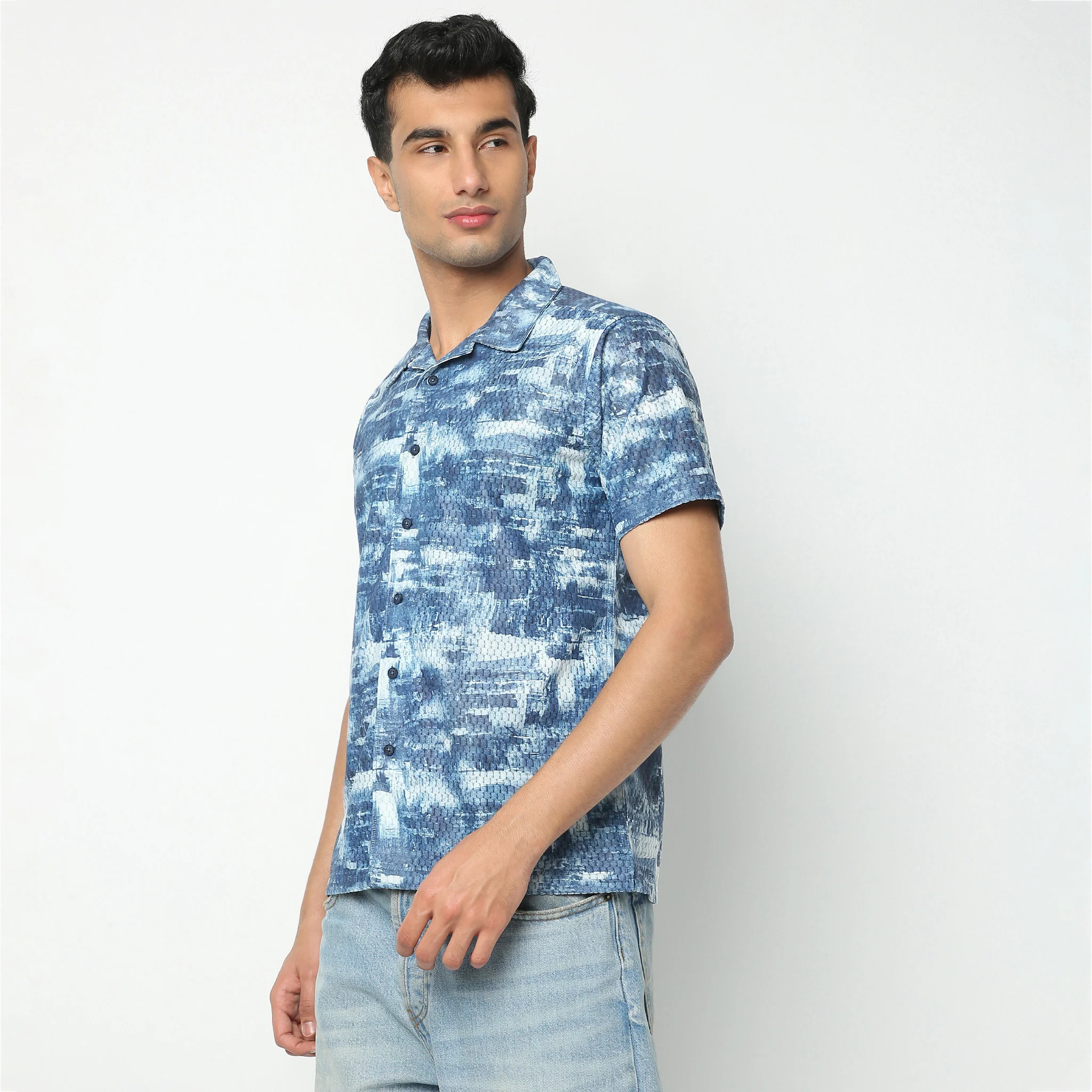 Printed Camp Collar Retreat Half Sleeve Retreat Shirt - Image 5