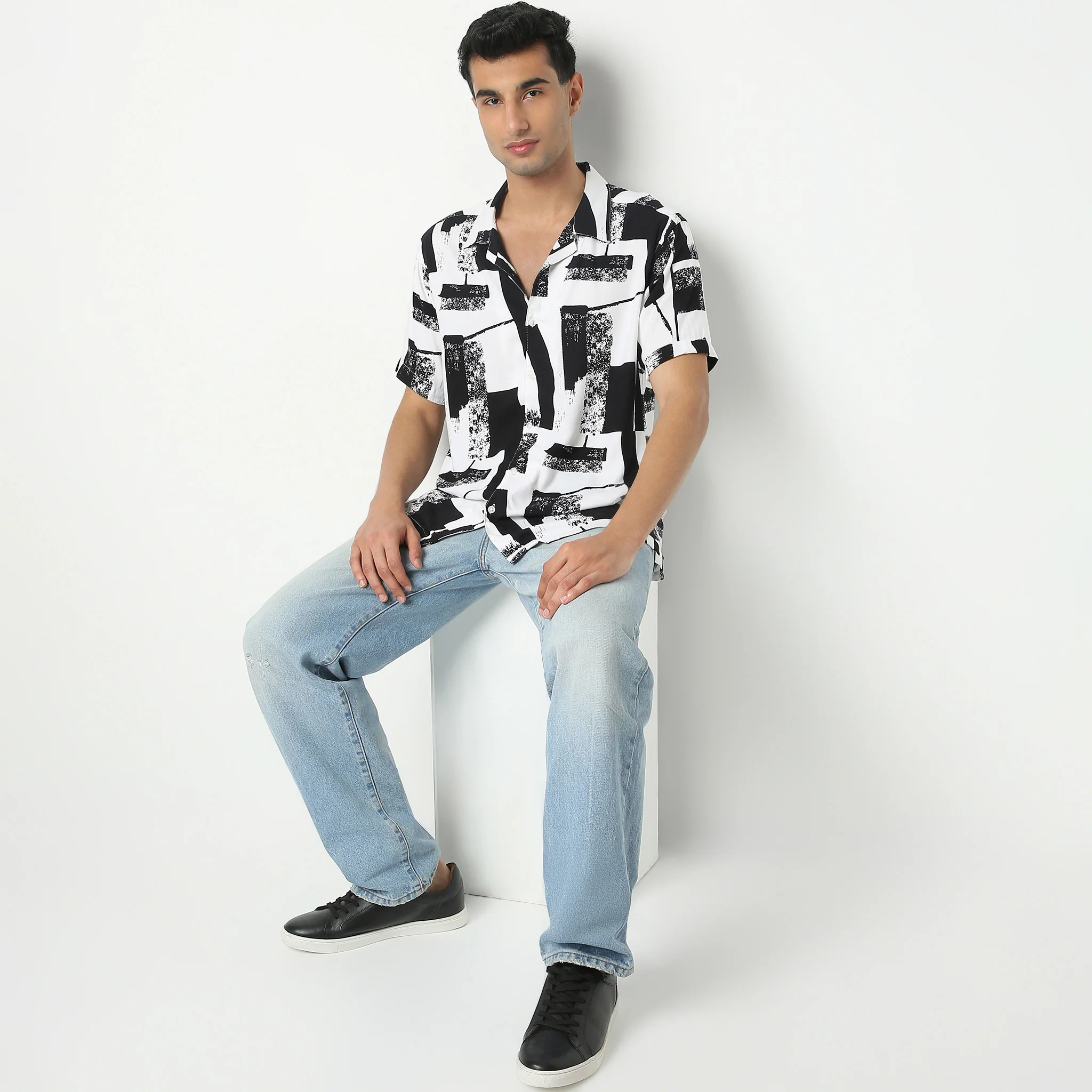 Printed Camp Collar Retreat Half Sleeve Retreat Shirt
