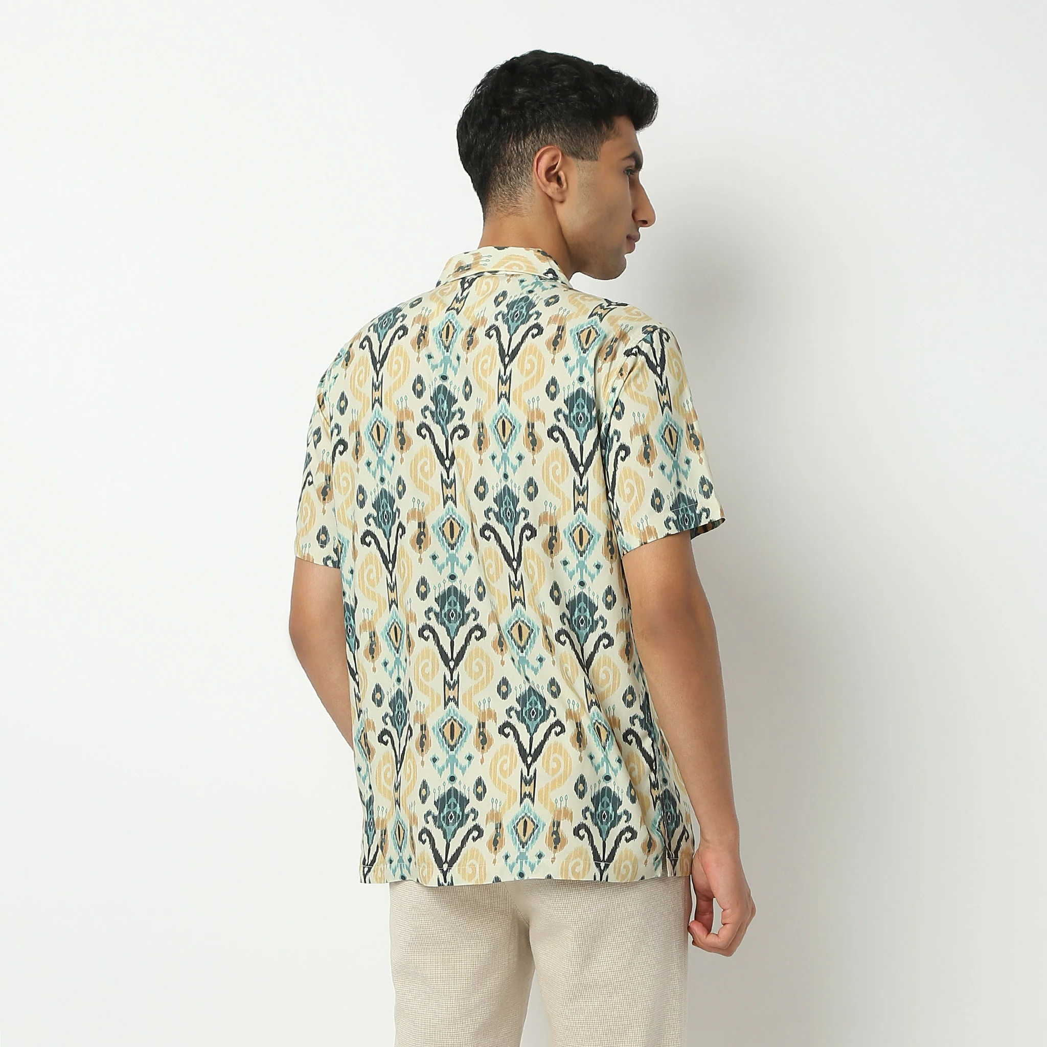 Camp Collar Half Sleeve Short Length Relaxed Fit Cuban Printed Shirt - Image 3