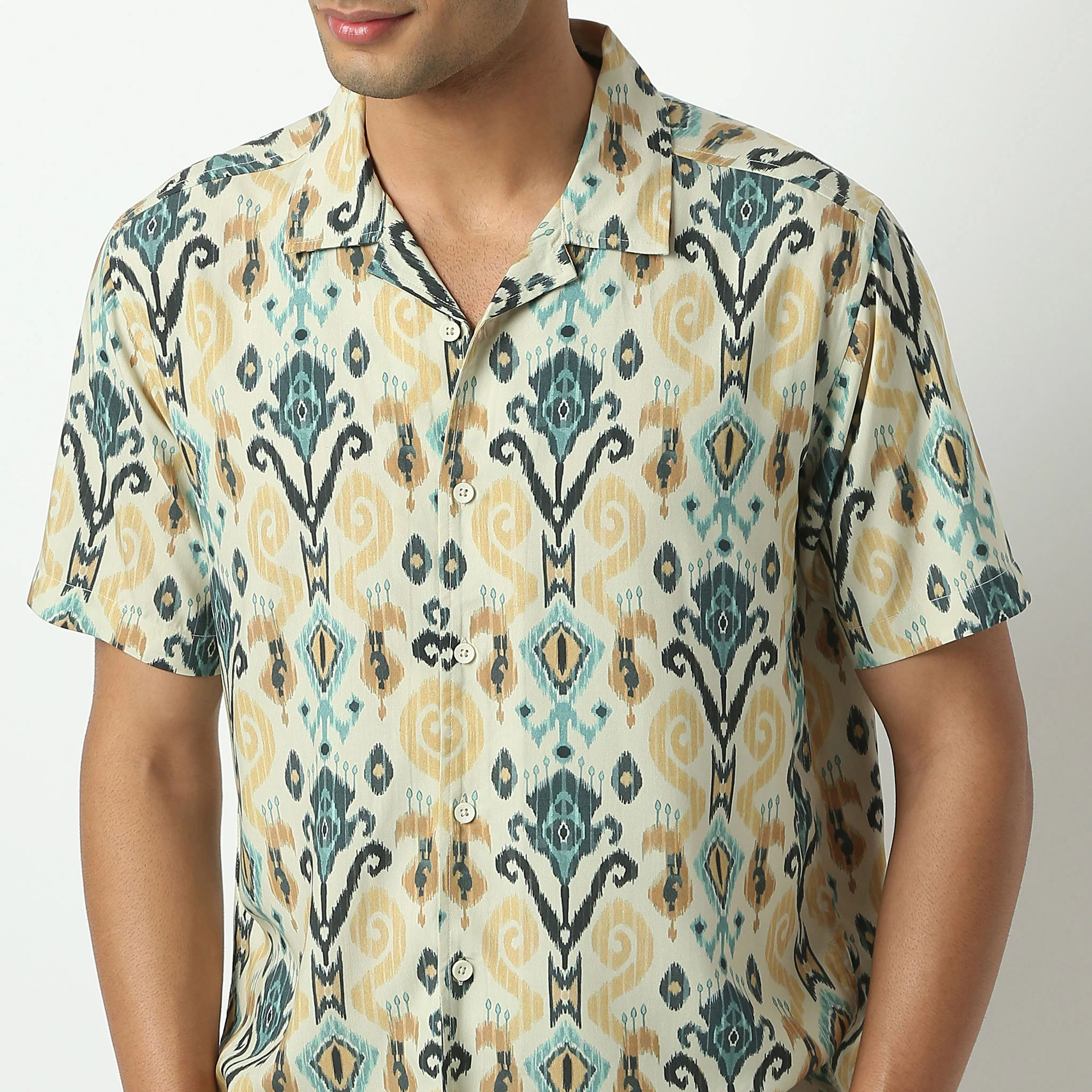 Camp Collar Half Sleeve Short Length Relaxed Fit Cuban Printed Shirt - Image 4