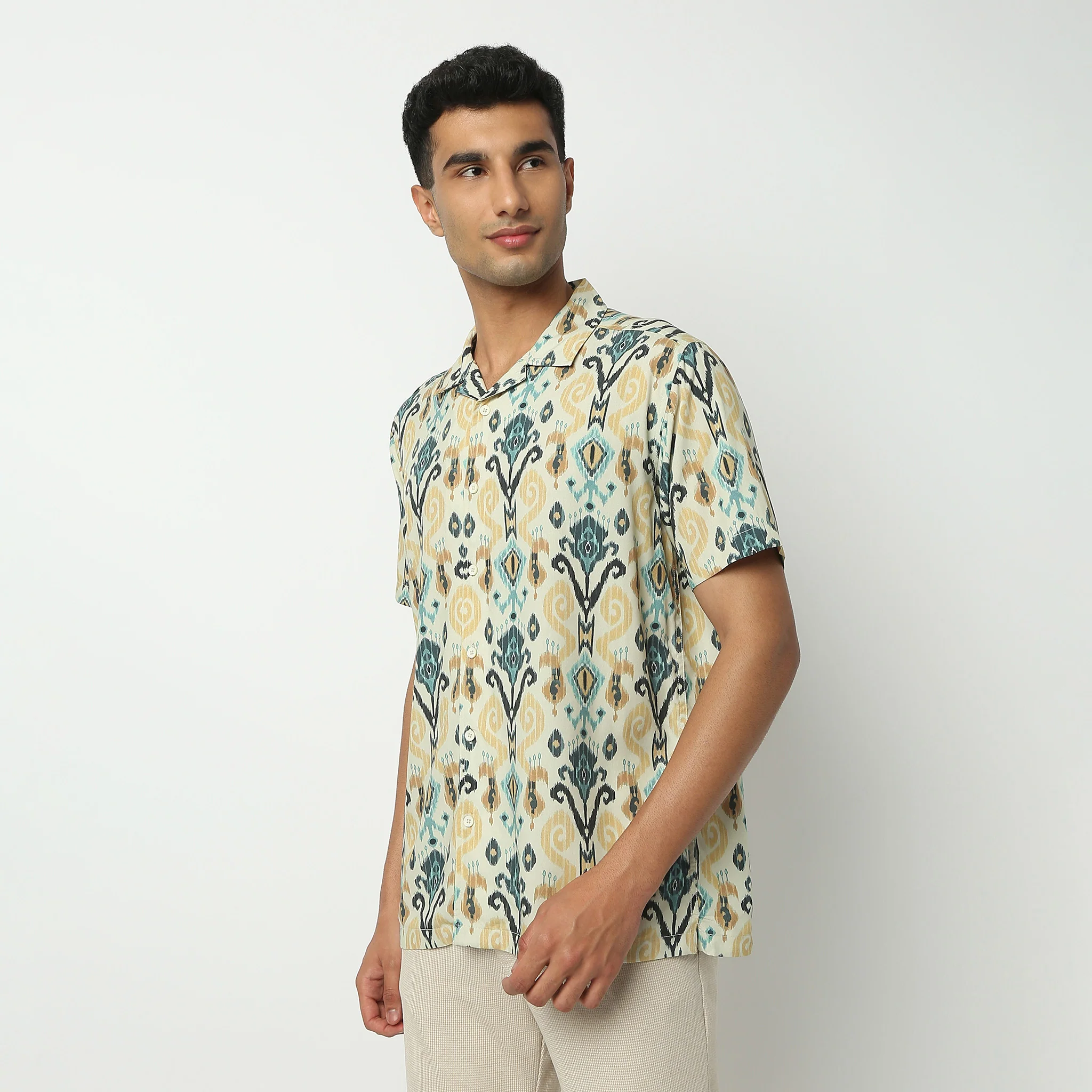 Camp Collar Half Sleeve Short Length Relaxed Fit Cuban Printed Shirt - Image 5