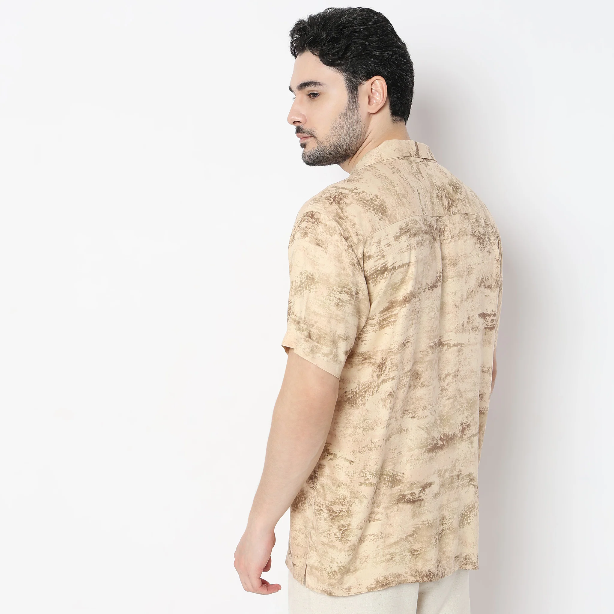 Printed Half Sleeve Camp Collar Retreat Shirt - Image 3