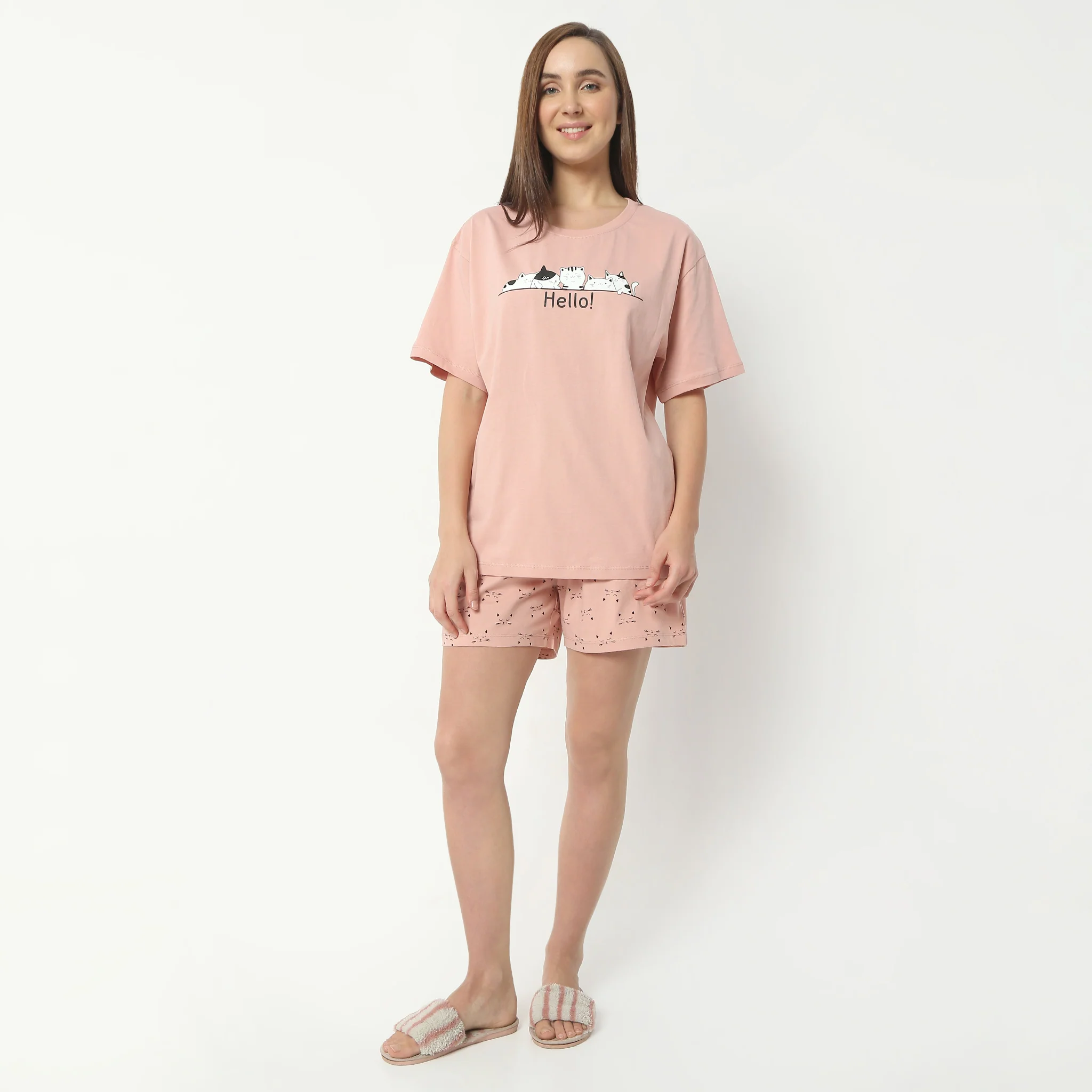 Printed Crew Neck Short Sleeve Lounge T-Shirt - Image 2