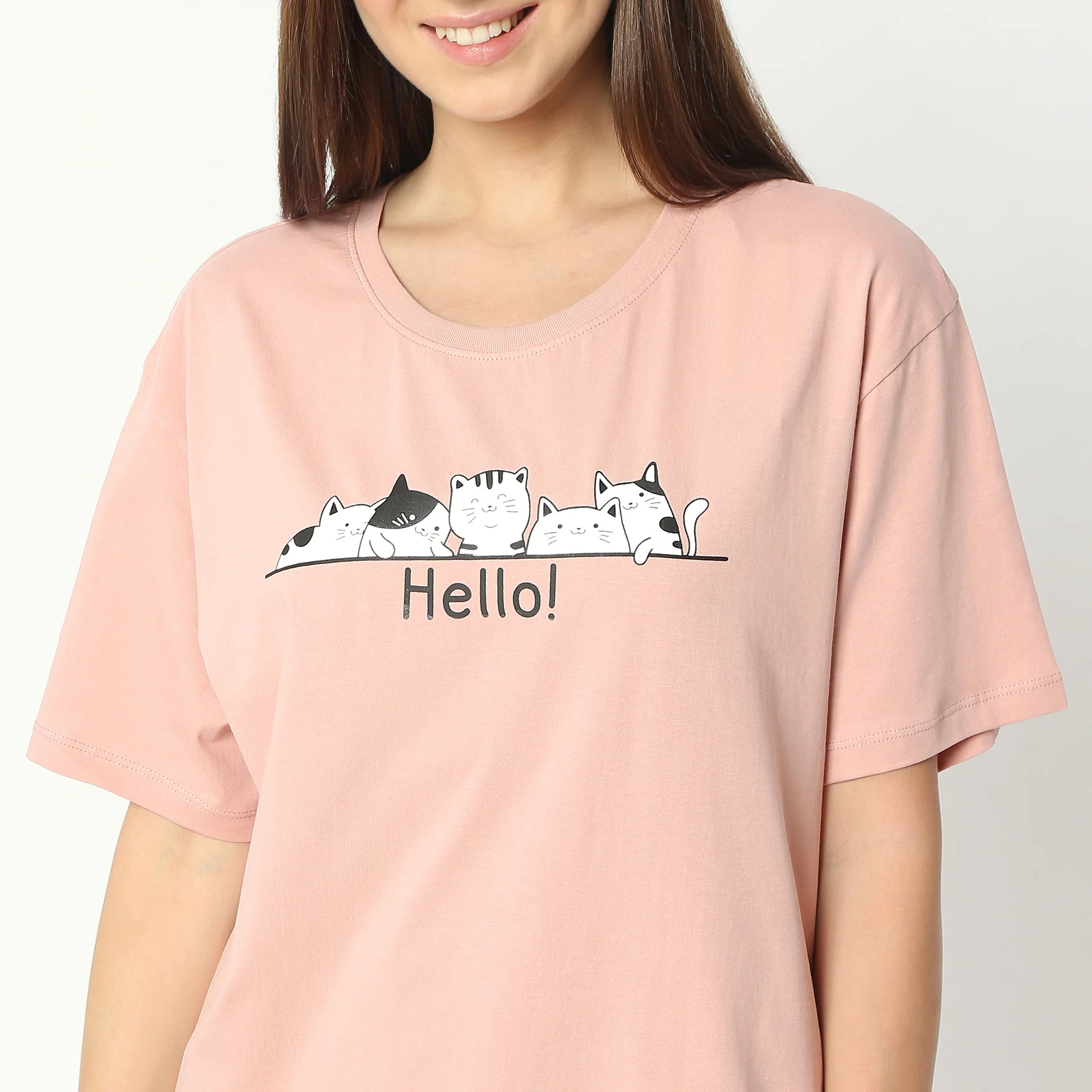 Printed Crew Neck Short Sleeve Lounge T-Shirt - Image 4