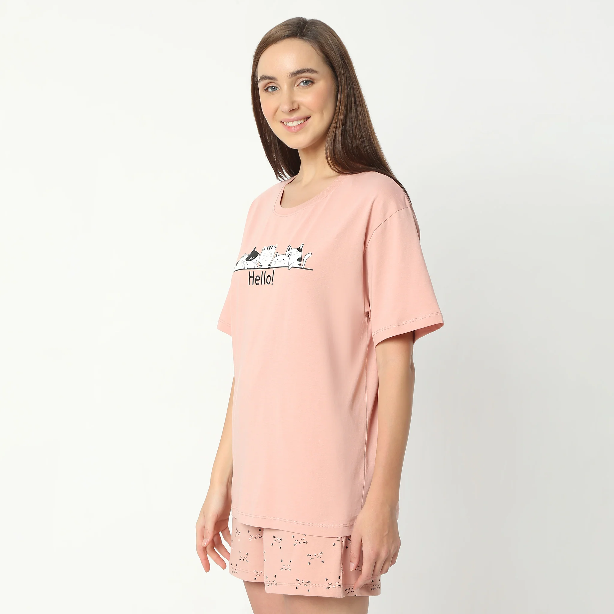 Printed Crew Neck Short Sleeve Lounge T-Shirt - Image 5